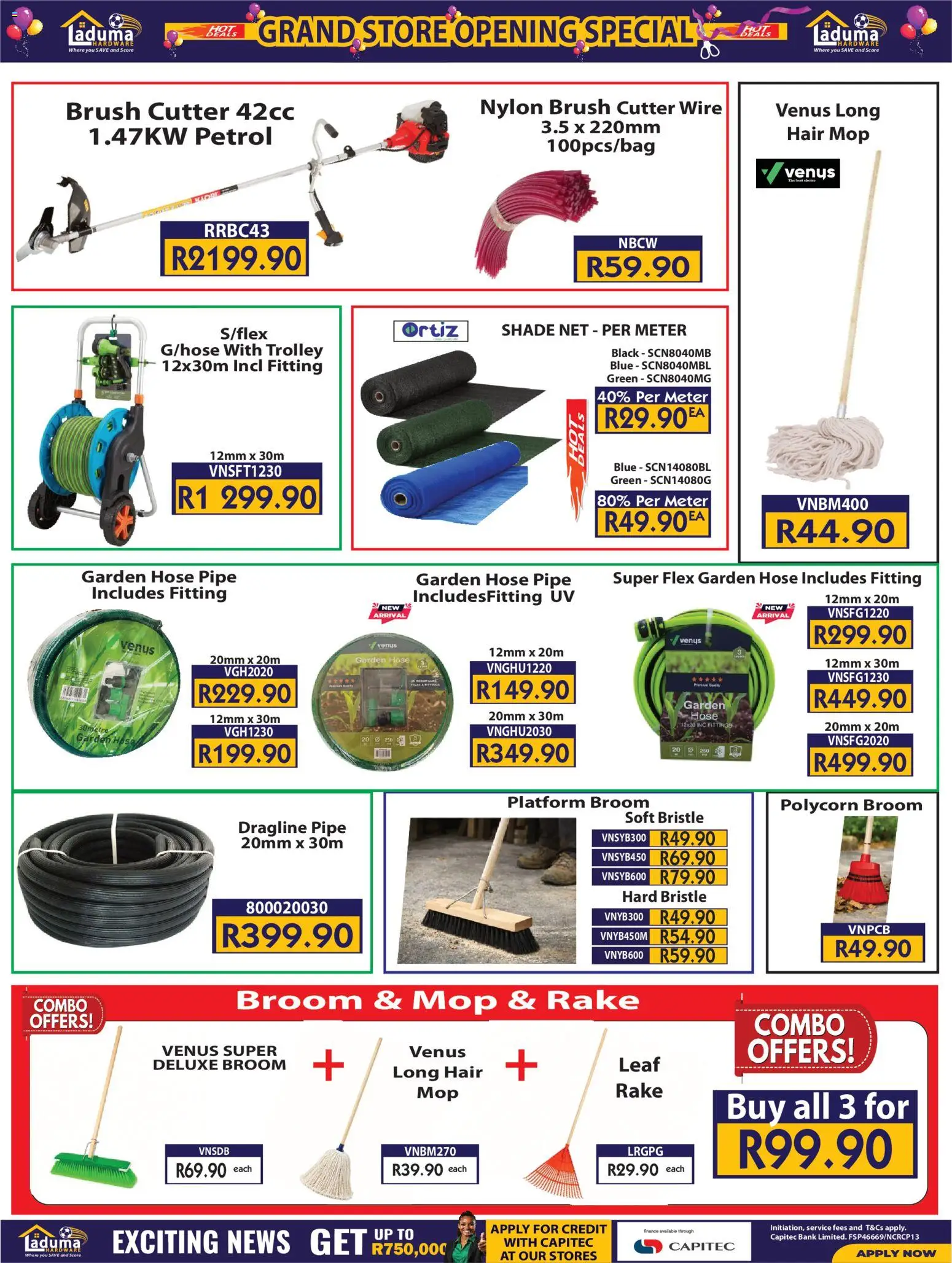 New Laduma Hardware catalogue – valid from 20/08/2026 | Page: 3 | Products: Cutter, Mop, Brush, Garden hose