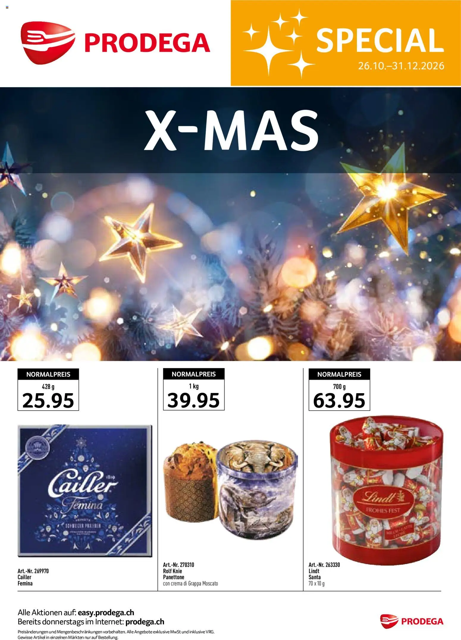 Prodega aktionen X-Mas – gültig ab 26.10.2026 | Seite: 1 | Produkte: Knie