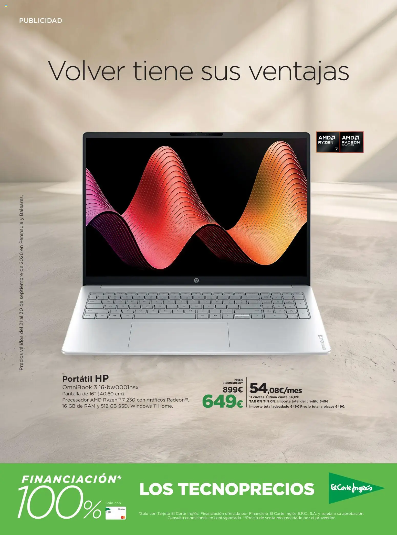 El Corte Inglés Volver tiene sus ventajas │ válido desde el 21/09/2026 | Página: 1