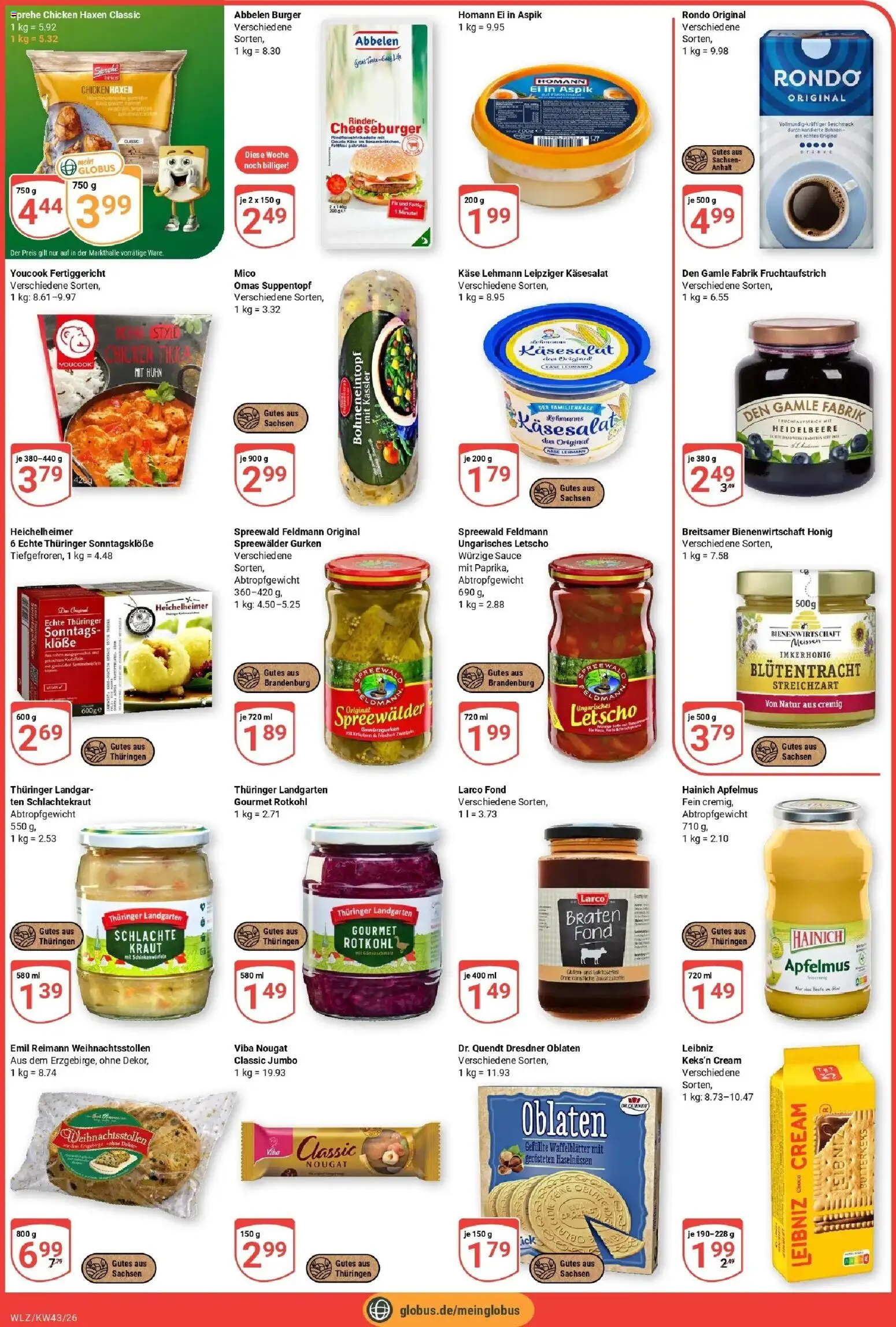 Globus Prospekt Weischlitz (ab 19.10.2026) » Angebote online | Seite: 3 | Produkte: Zwiebeln, Kraut, Apfelmus, Gurken