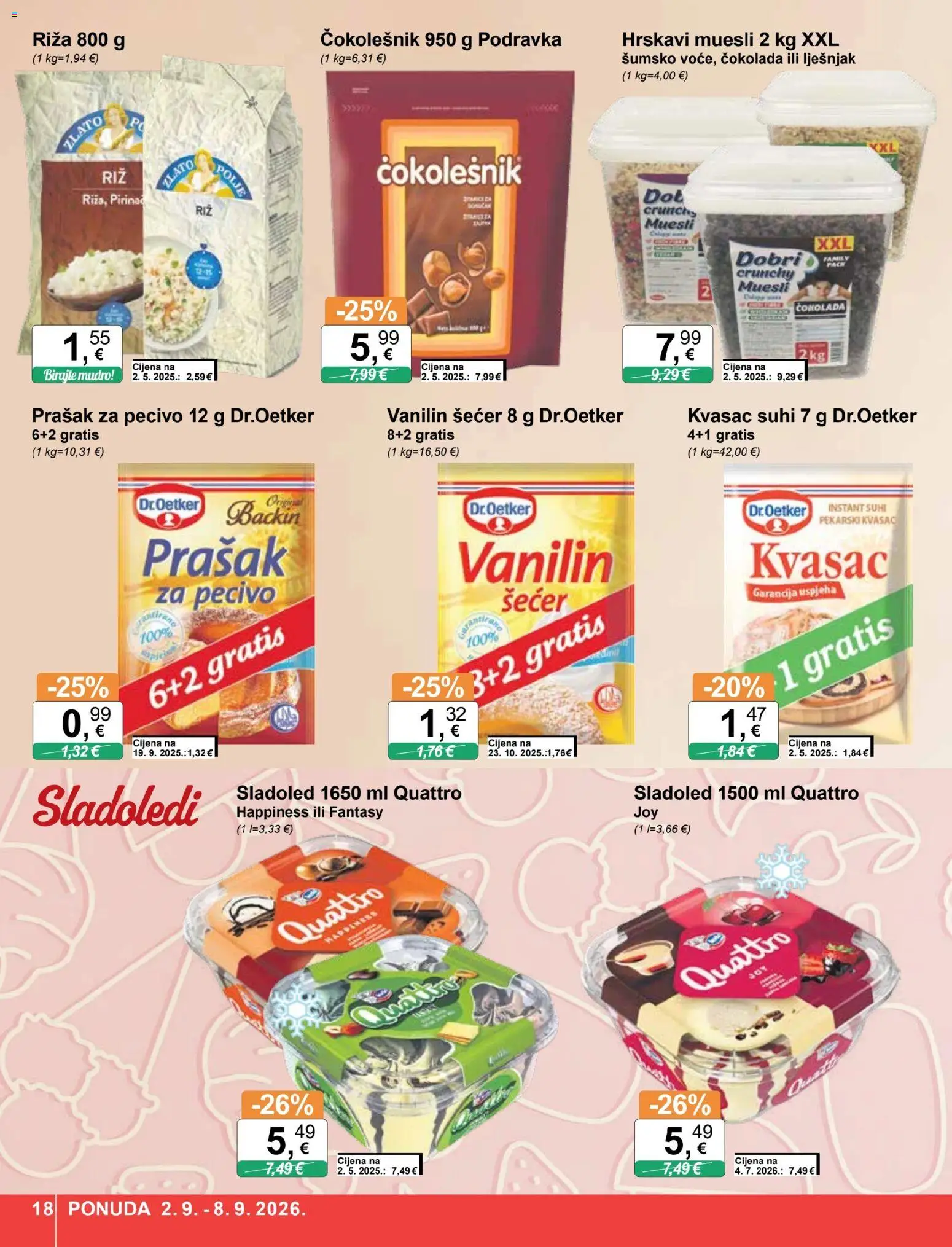 KTC katalog | vrijedi od 02.09.2026 | Stranica: 18 | Proizvodi: Podravka, Sladoled, Šećer, Kvasac