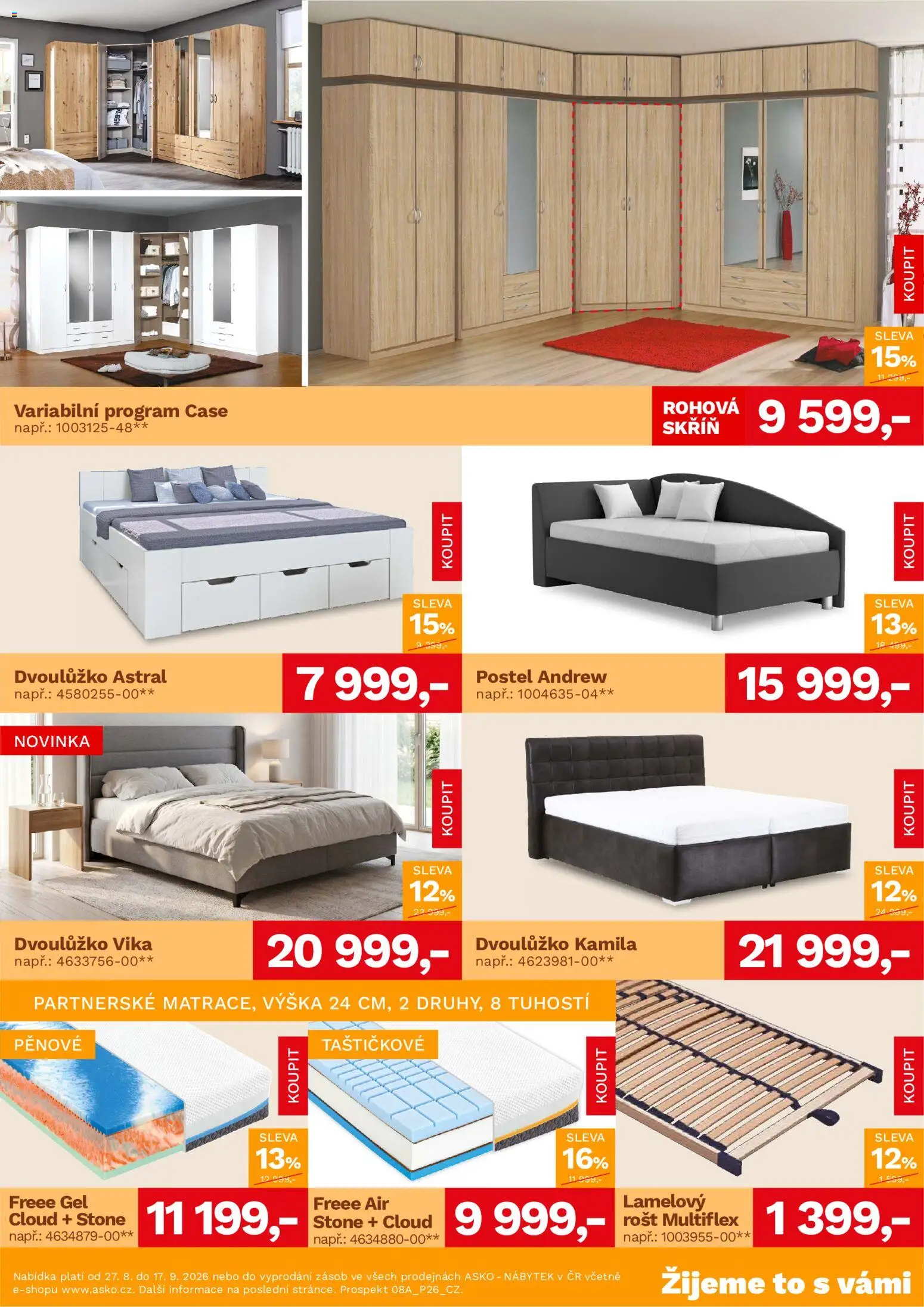 ASKO nábytek leták od 27.08.2026 | Strana: 3 | Produkty: Nábytek, Postel, Rošt, Skříň