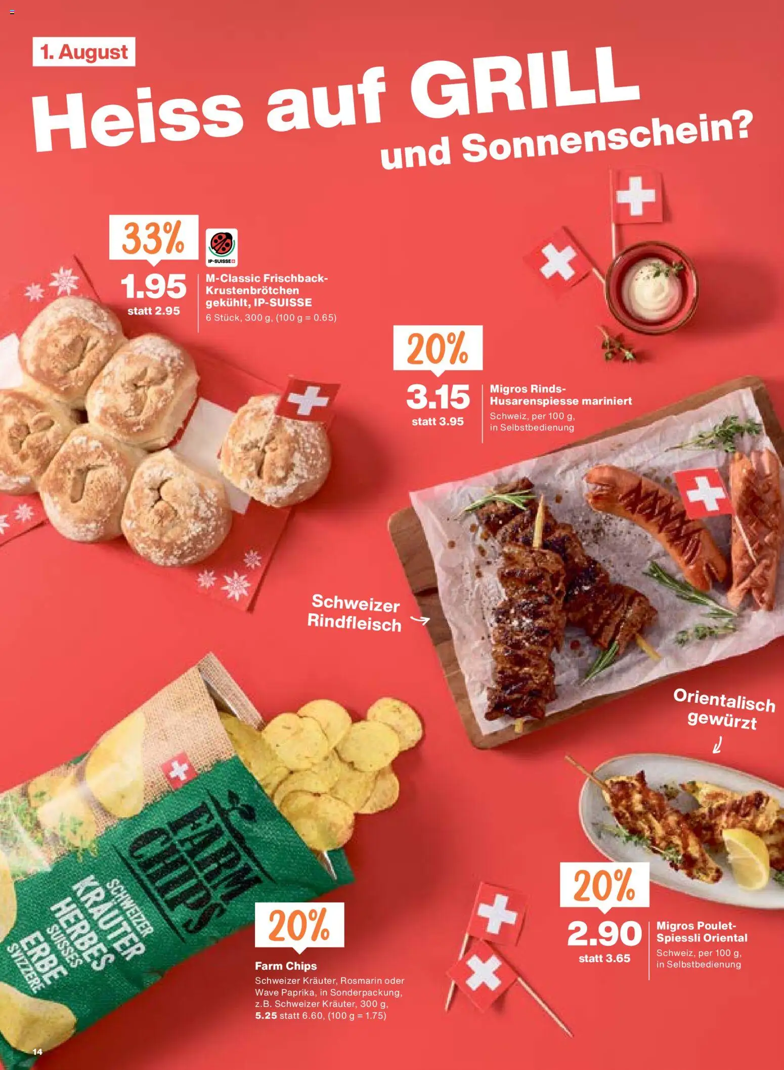 Migros aktionen – gültig ab 30.07.2026 | Seite: 14 | Produkte: Rindfleisch, Chips, Grill