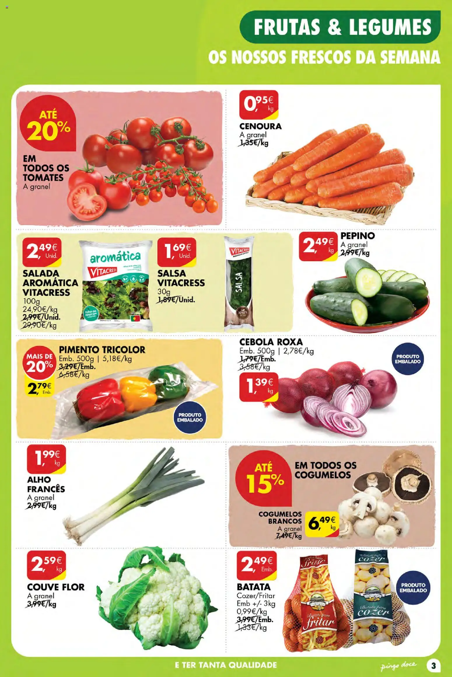 Pingo Doce Poupe Esta Semana Açores │ válido de 03/09/2026 | Página: 3 | Produtos: Pepino, Frutas, Salada, Alho