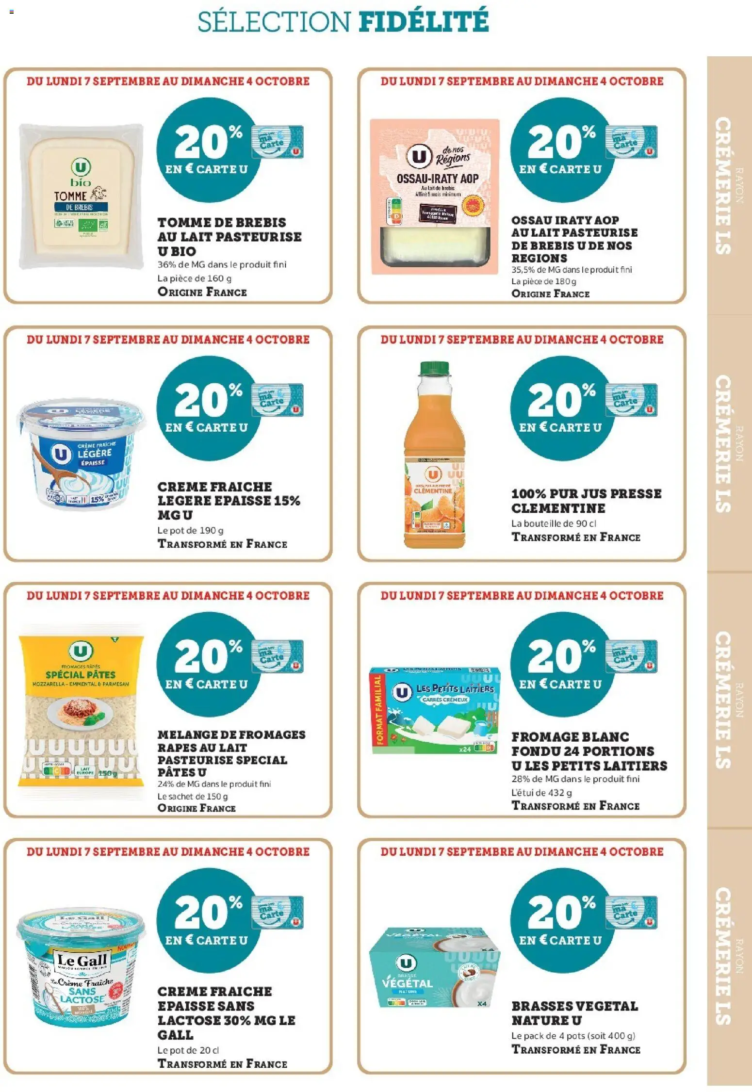 {H1} | Page: 7 | Produits: Mais, Emmental, Parmesan, Fromage blanc