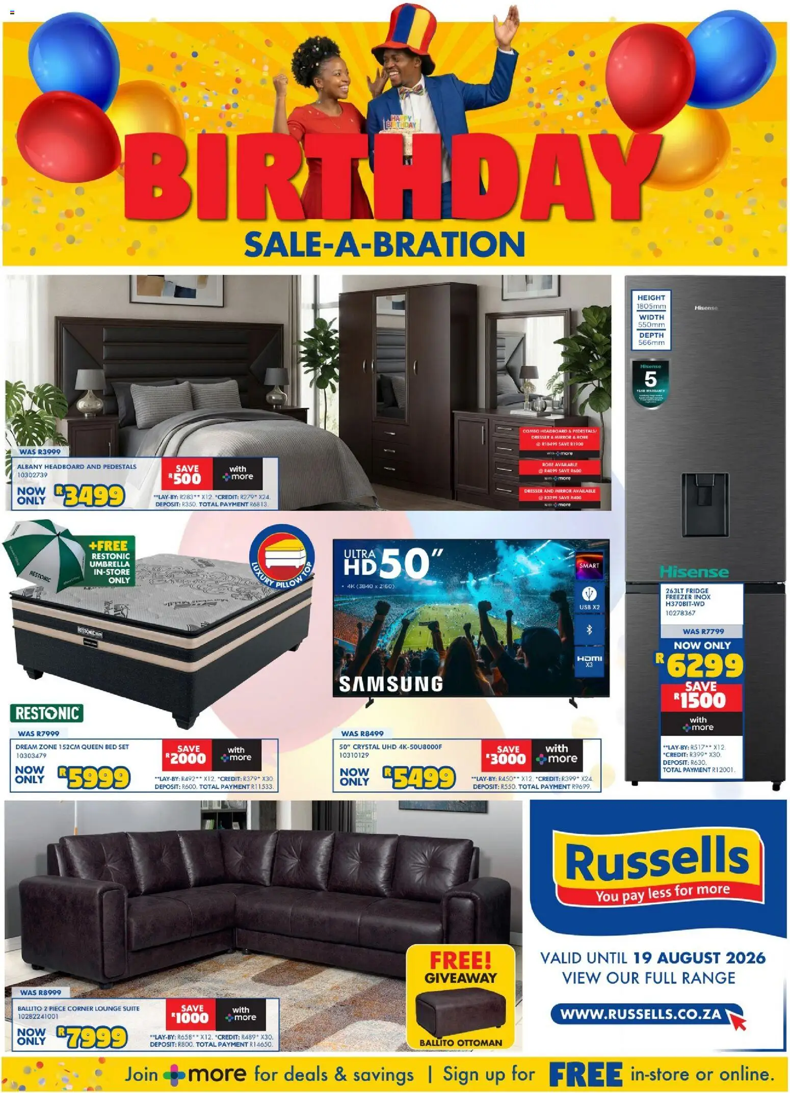 New Russells catalogue – valid from 16/07/2026 | Page: 1 | Products: USB, Pillow, Mirror, Fridge