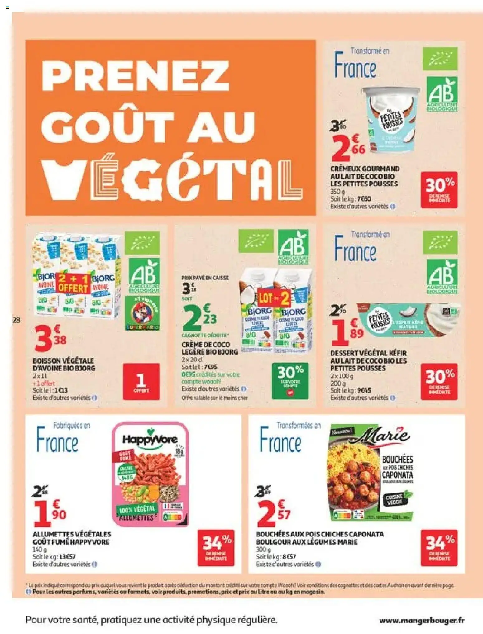 {H1} | Page: 28 | Produits: Kefir, Dessert végétal, Pois, Boulgour