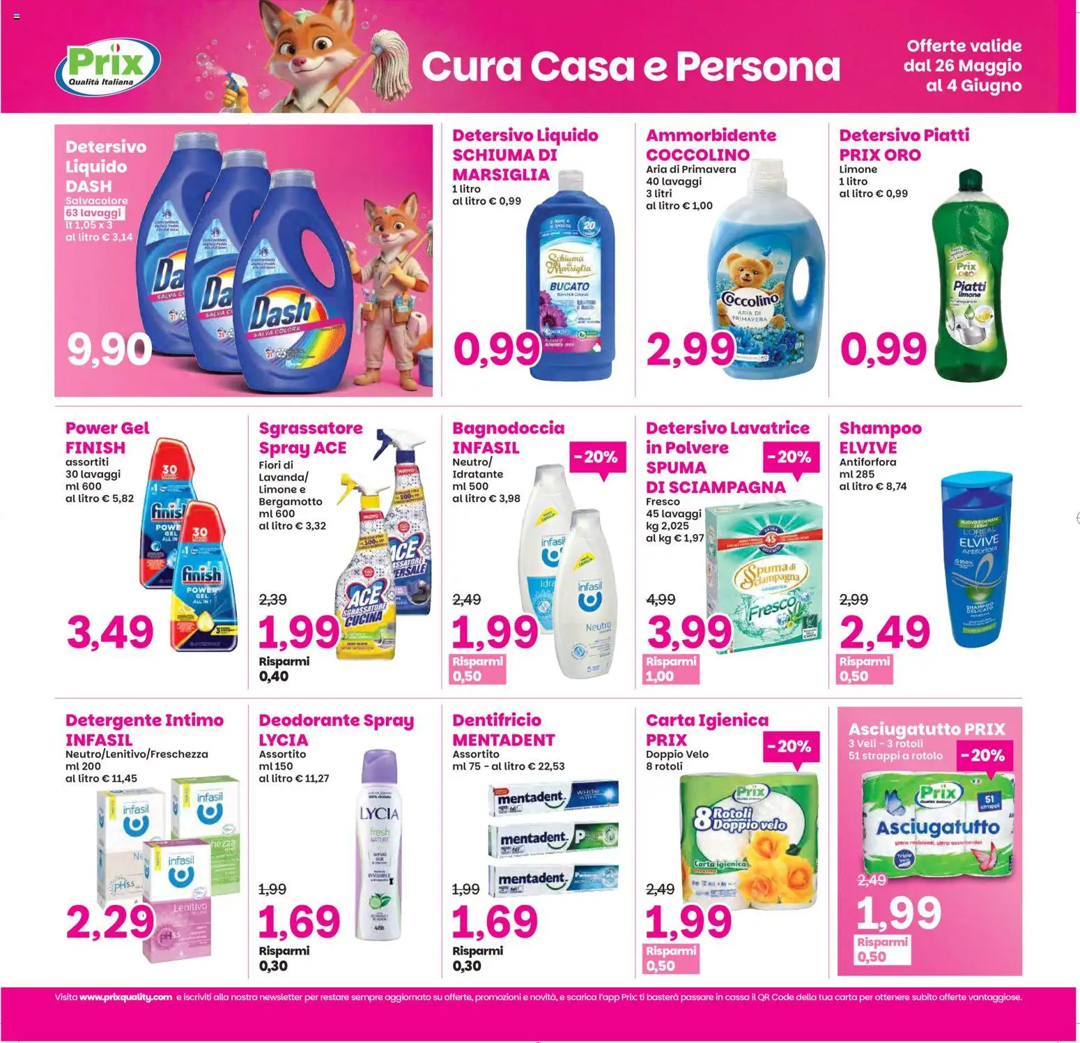 Volantino Prix del 26.05.2026 | Pagina: 19 | Prodotti: Deodorante, Ammorbidente, Detergente intimo, Detergente