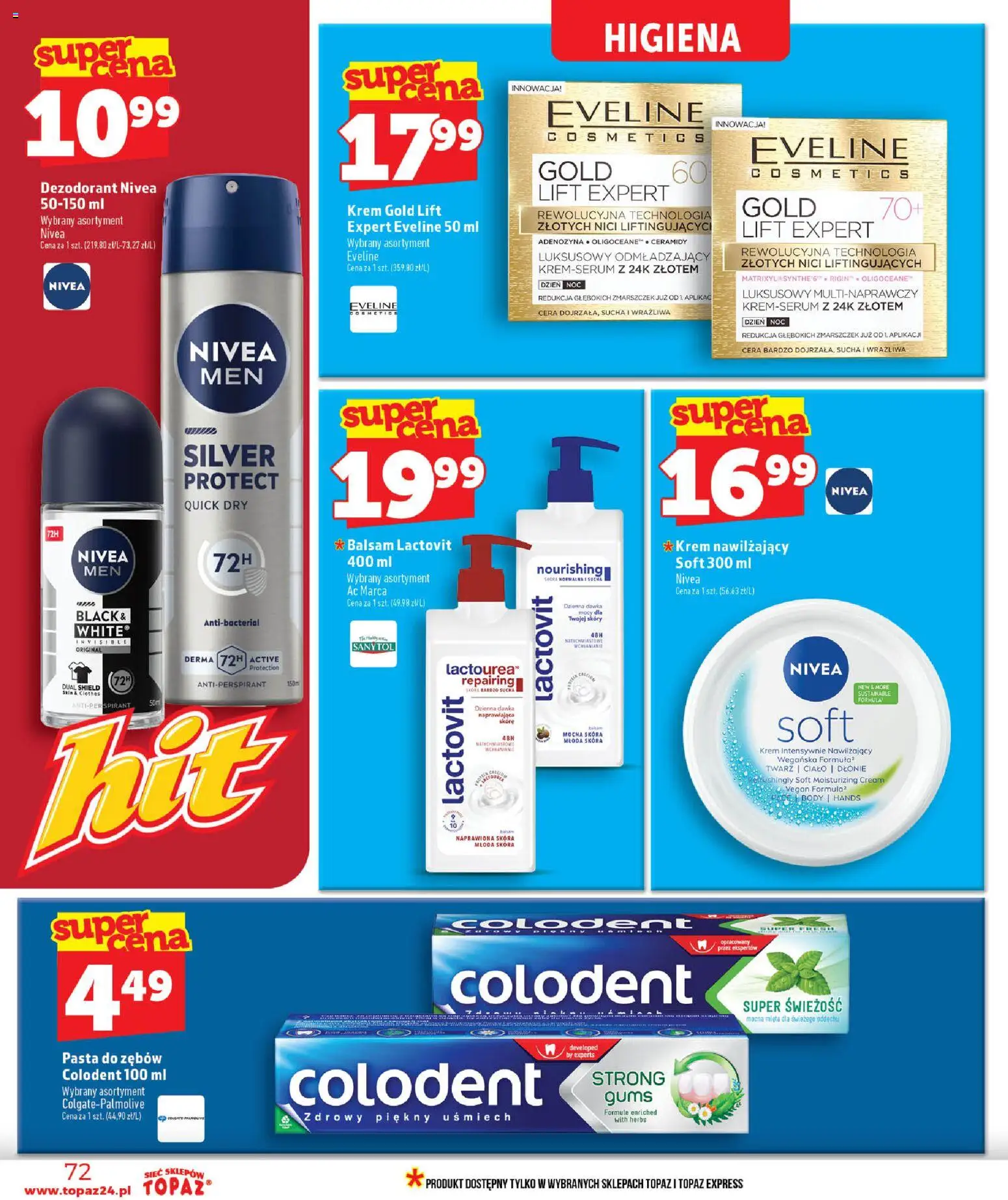Topaz gazetka - Ceny małe na stałe od 18.06.2026 | Strona: 72 | Produkty: Body, Krem, Dezodorant, Pasta do zębów