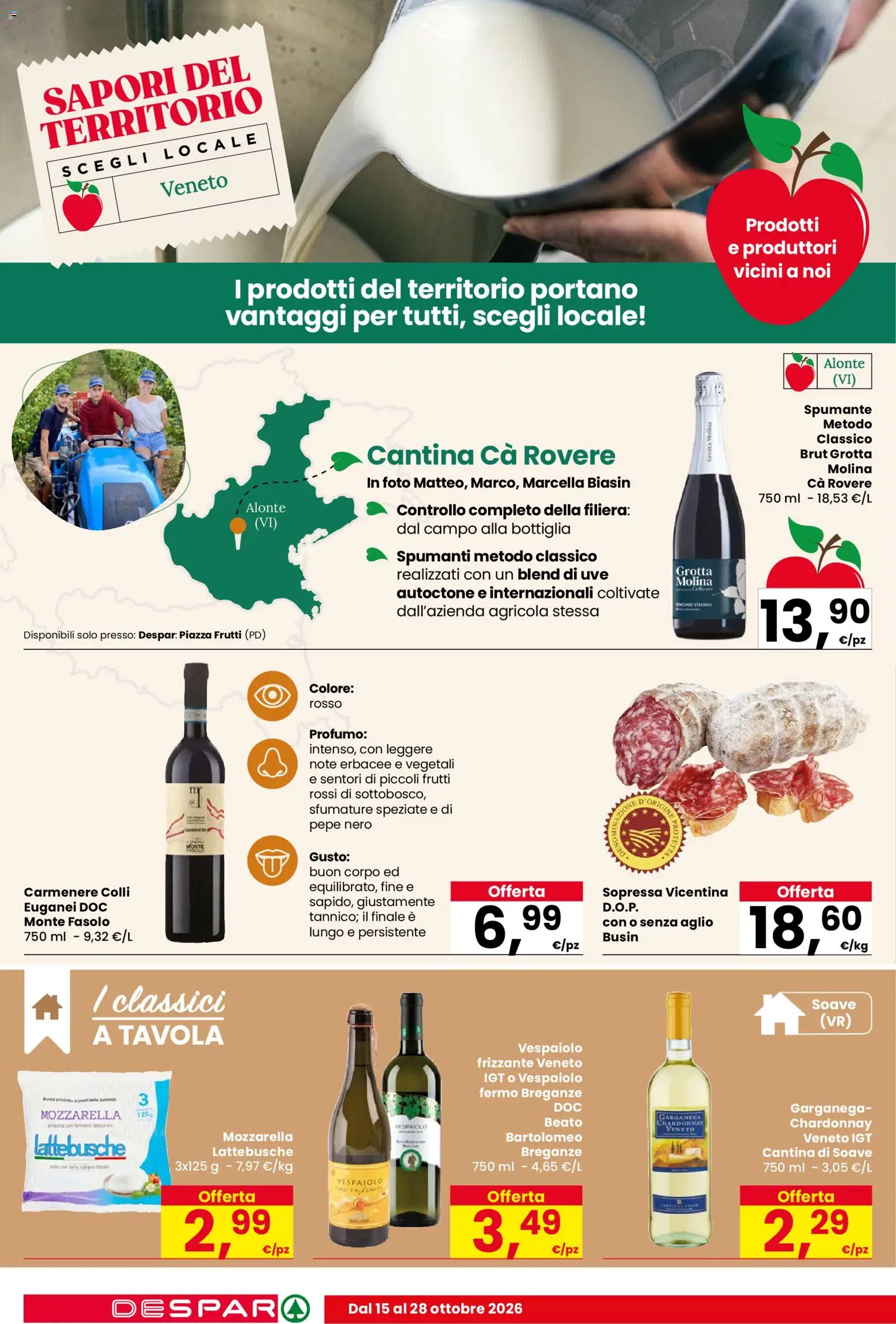 Volantino Despar del 15/10/2026 | Pagina: 12 | Prodotti: Mozzarella, Aglio, Spumante, Bottiglia