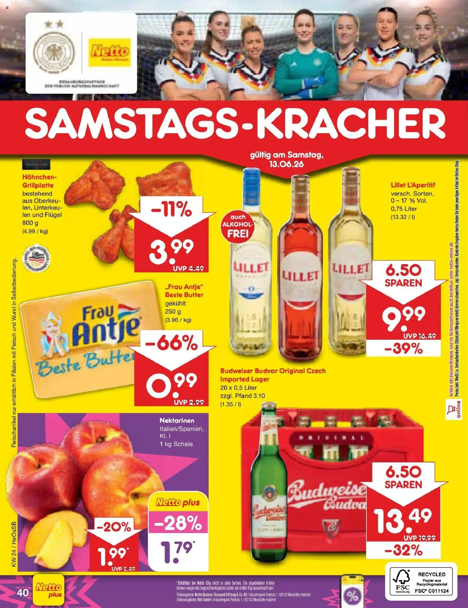 Netto Marken-Discount Prospekt Kröpelin – gültig ab 08.06.2026 | Seite: 60 | Produkte: Hahnchen, Wurst, Budweiser, Fleisch