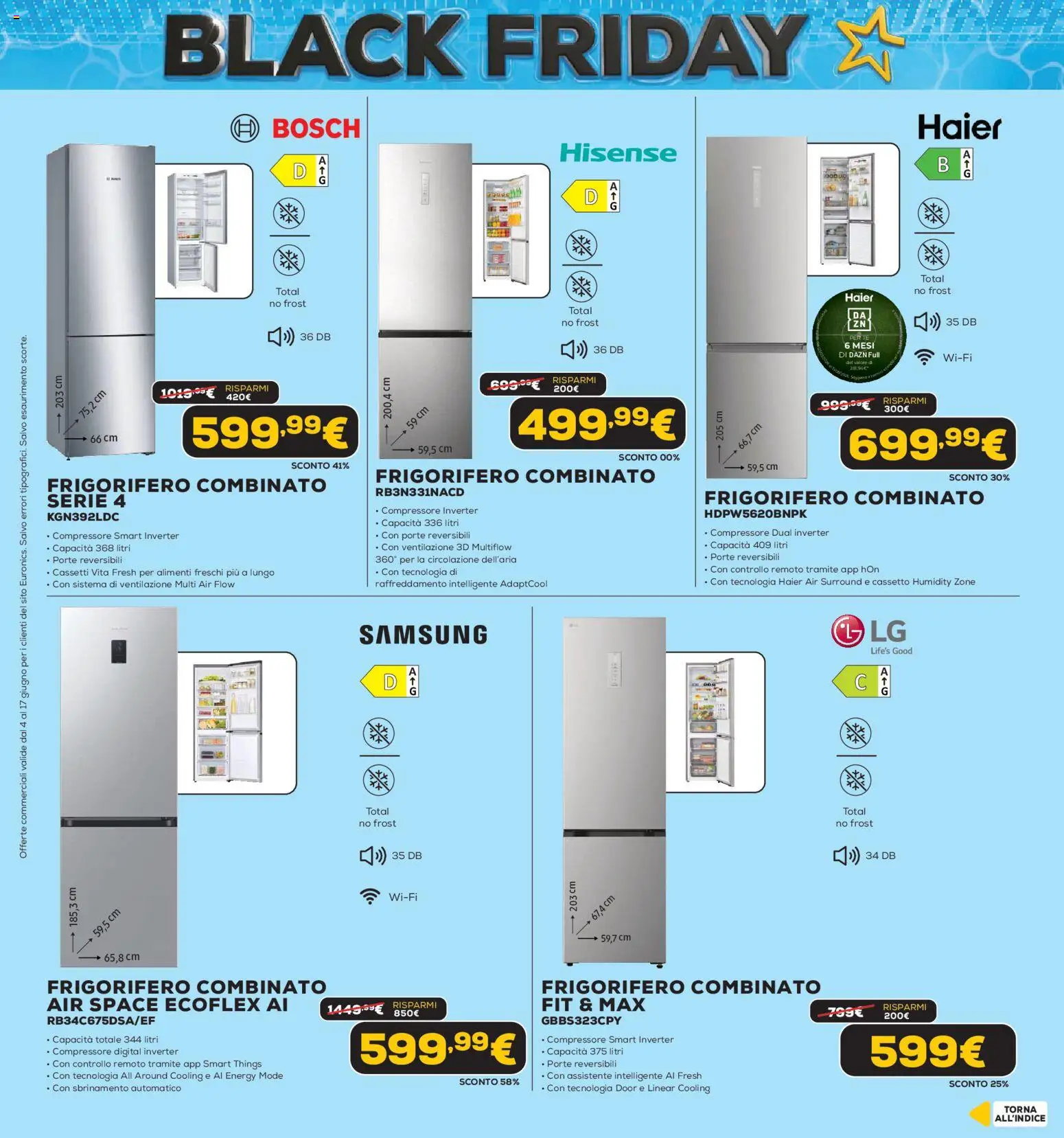 Volantino Euronics del 04.06.2026 | Pagina: 25 | Prodotti: Compressore, Frigorifero, Frigorifero combinato, Samsung
