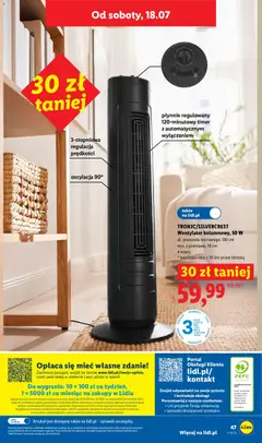 Pogląd oferty "TRONIC/SILVERCREST Wentylator kolumnowy, 50 W, Wentylator kolumnowy, 50 W, dł. przewodu sieciowego: 180 cm, wys. z podstawą: 76 cm, 4 wzory" - ważna od 13.07.2026 | Strona: 53 | Produkty: Wentylator