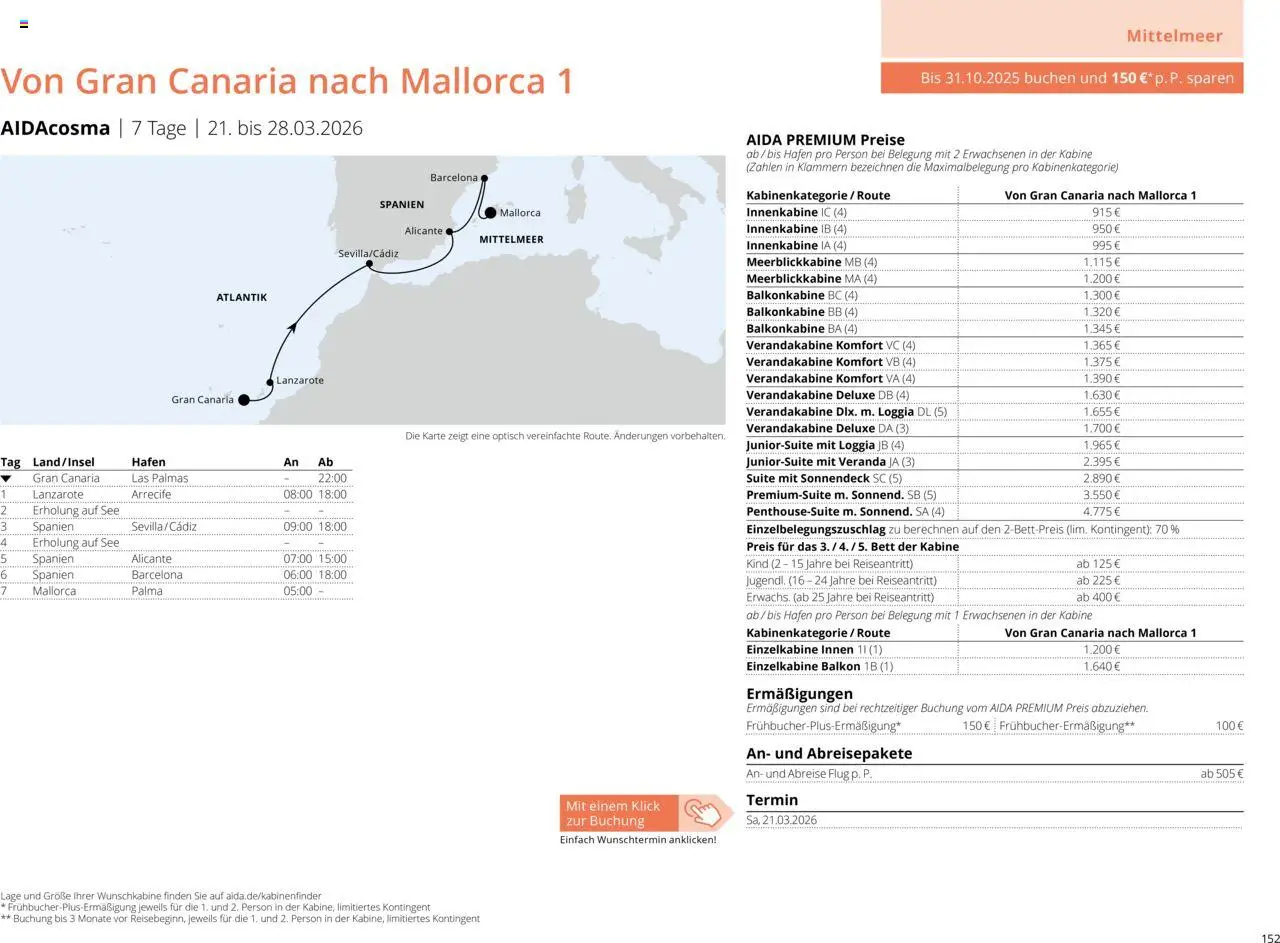 Aida Sommer 2026 – gültig ab 01.03.2026 | Seite: 152 | Produkte: Bett