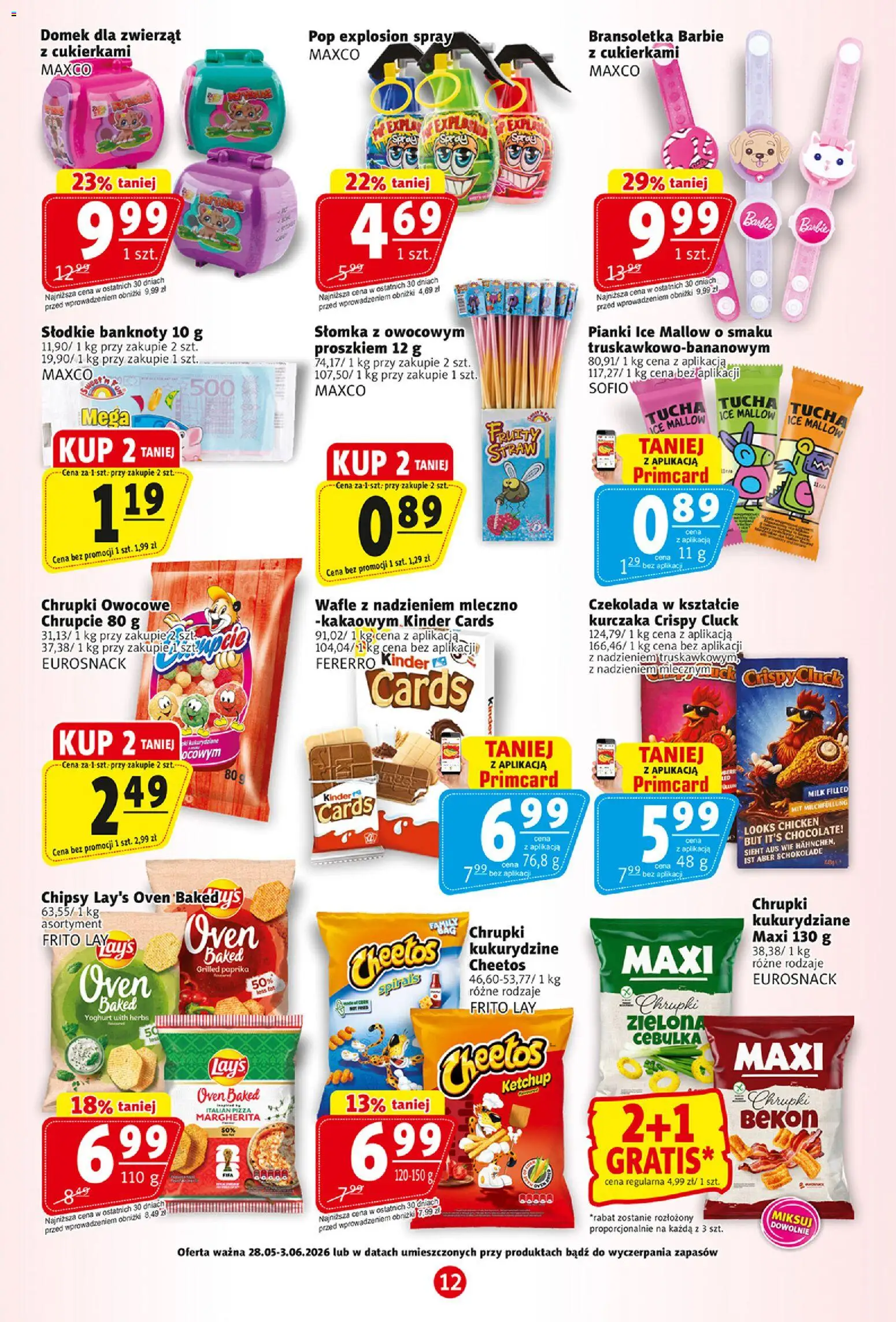 Prim Market gazetka od 28.05.2026 | Strona: 12 | Produkty: Bransoletka, Bekon, Barbie, Czekolada