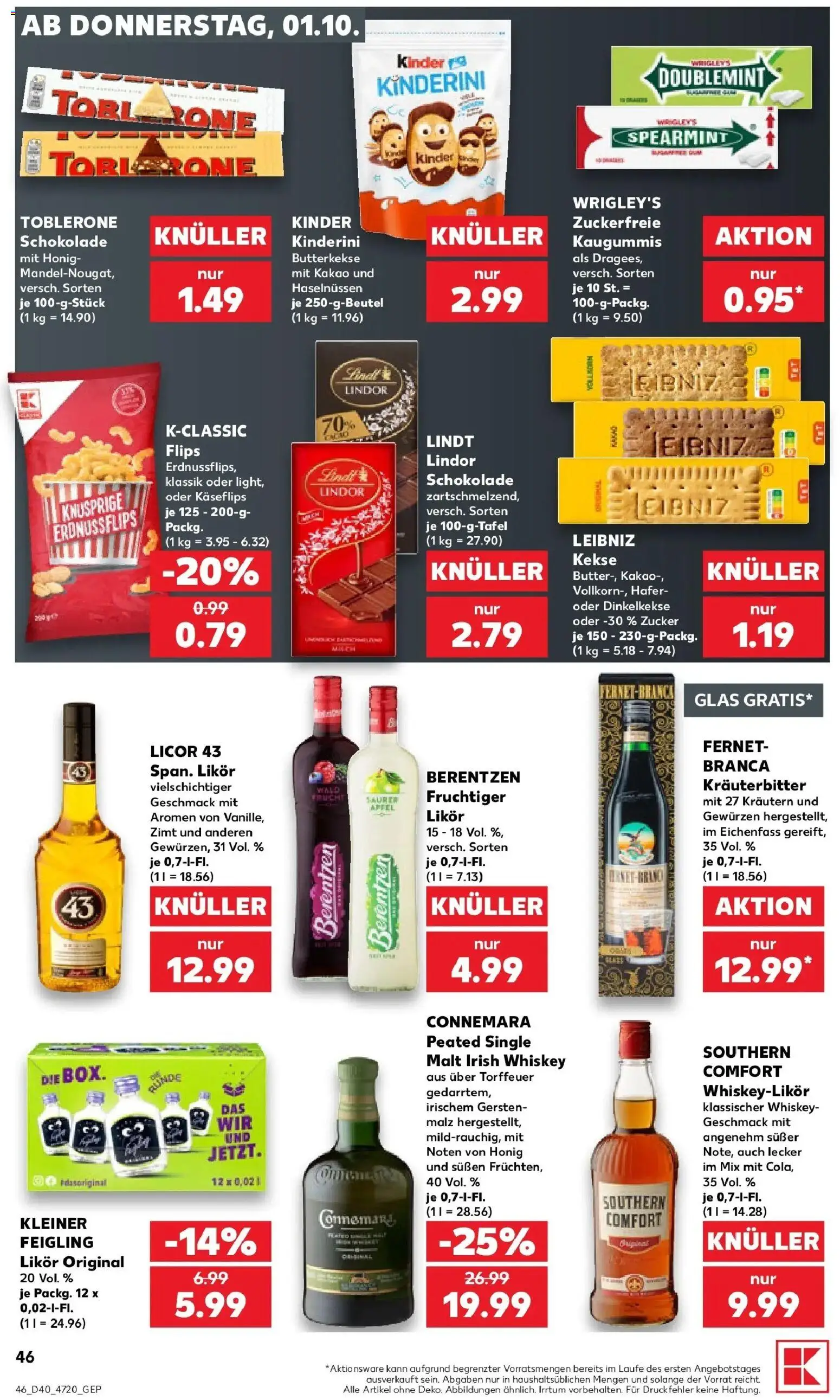 Prospekt Kaufland ab 28.09.2026 » Angebote Online zum Blättern | Seite: 56 | Produkte: Likör, Äpfel, Whiskey, Berentzen