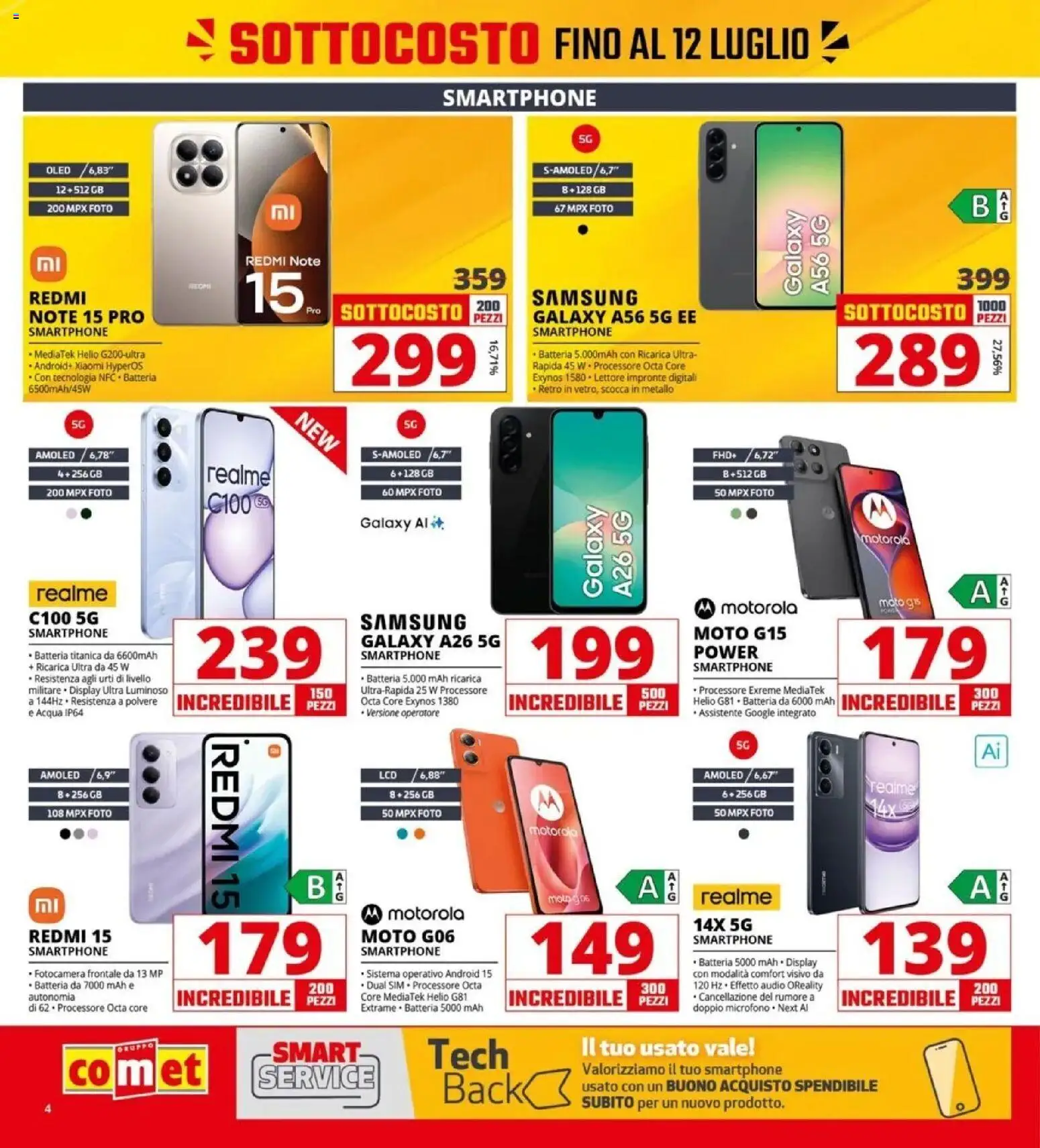 Volantino Comet del 03/07/2026 | Pagina: 4 | Prodotti: Xiaomi, Smartphone, Audio, Samsung