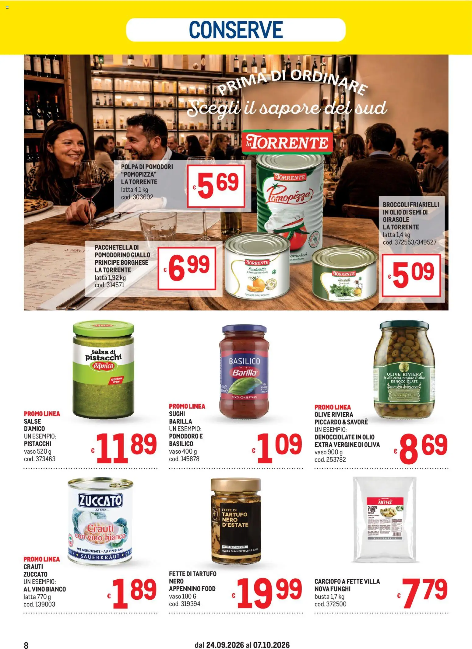 Volantino Metro del 24/09/2026 | Pagina: 8 | Prodotti: Salsa, Barilla, Friarielli, Vaso