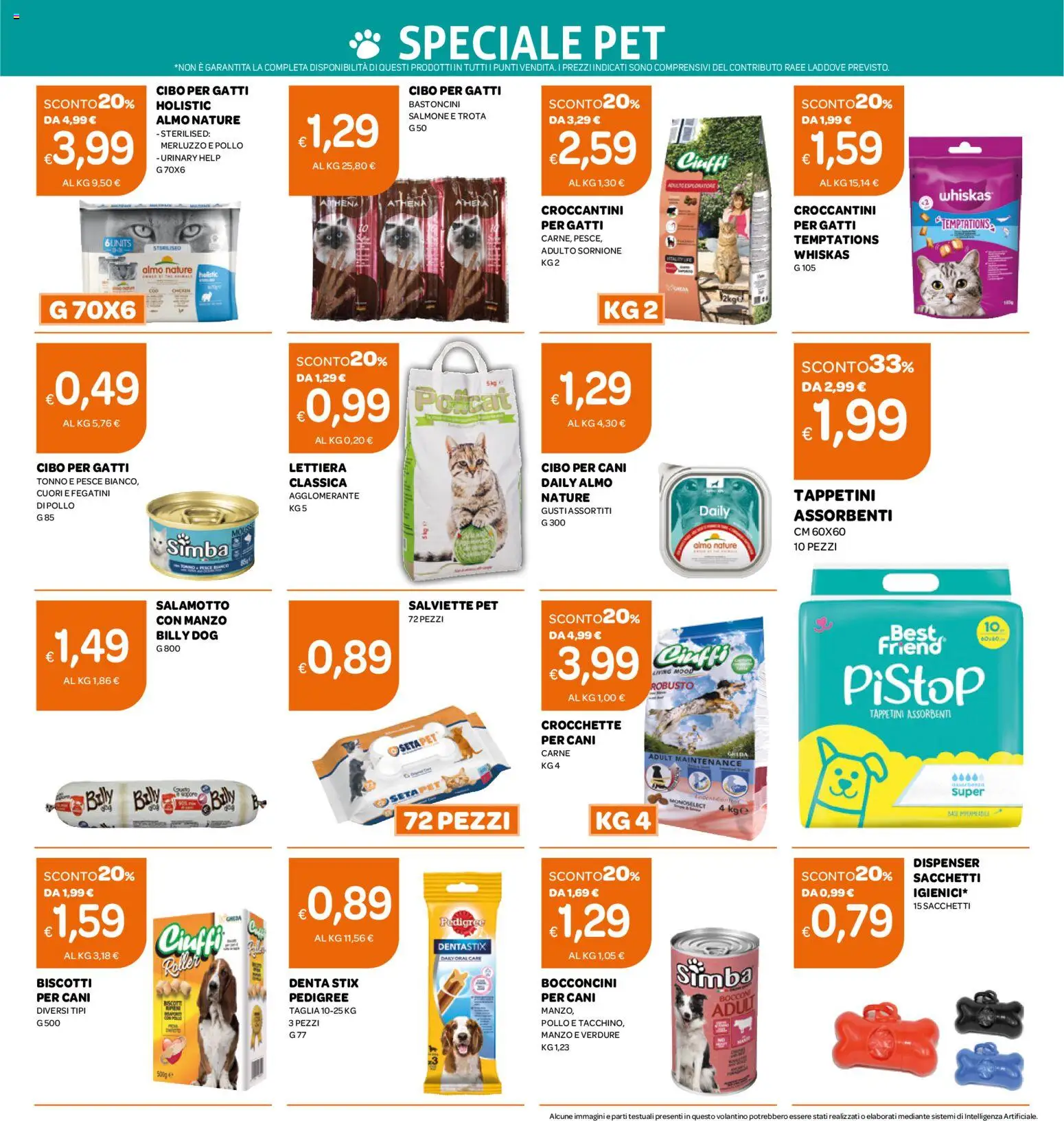 Volantino Ekom del 25/08/2026 | Pagina: 15 | Prodotti: Biscotti, Crocchette, Tonno, Cibo per cani