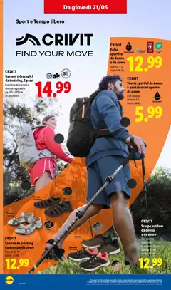 Anteprima del volantino CRIVIT Shorts sportivi da donna o pantaloncini sportivi da uomo, Shorts sportivi da donna o pantaloncini sportivi da uomo. Con cotone. Donna: S-L. Uomo: M-XL valido a partire dal 21.05.2026 | Pagina: 32 | Prodotti: Pantaloncini, Sandali, Scarpe, Alluminio