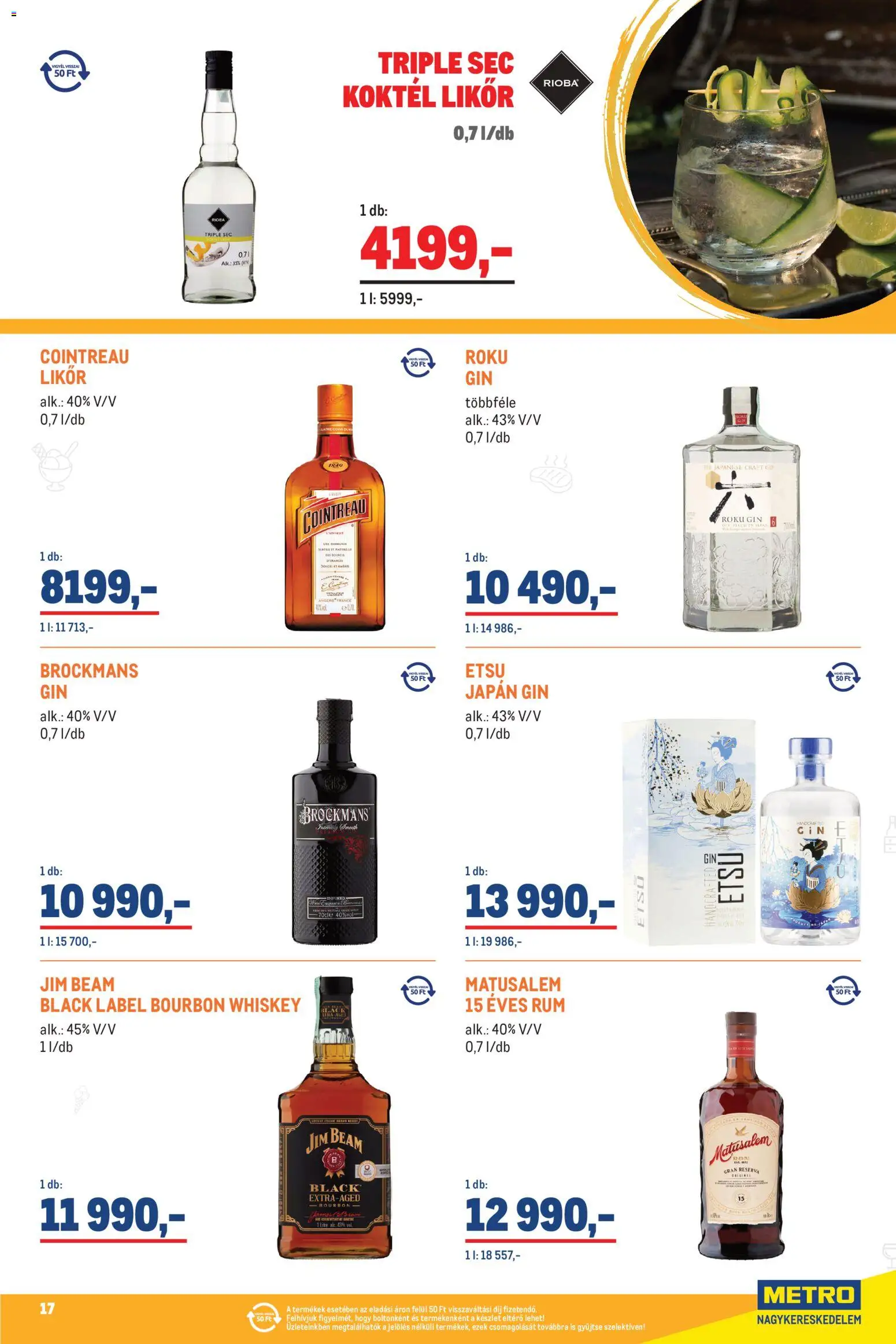 Metro akciós ujság - amely érvényes a következő dátumtól: 2026.07.01. | Oldal: 17 | Termékek: Whiskey, Bourbon, Rum, Gin