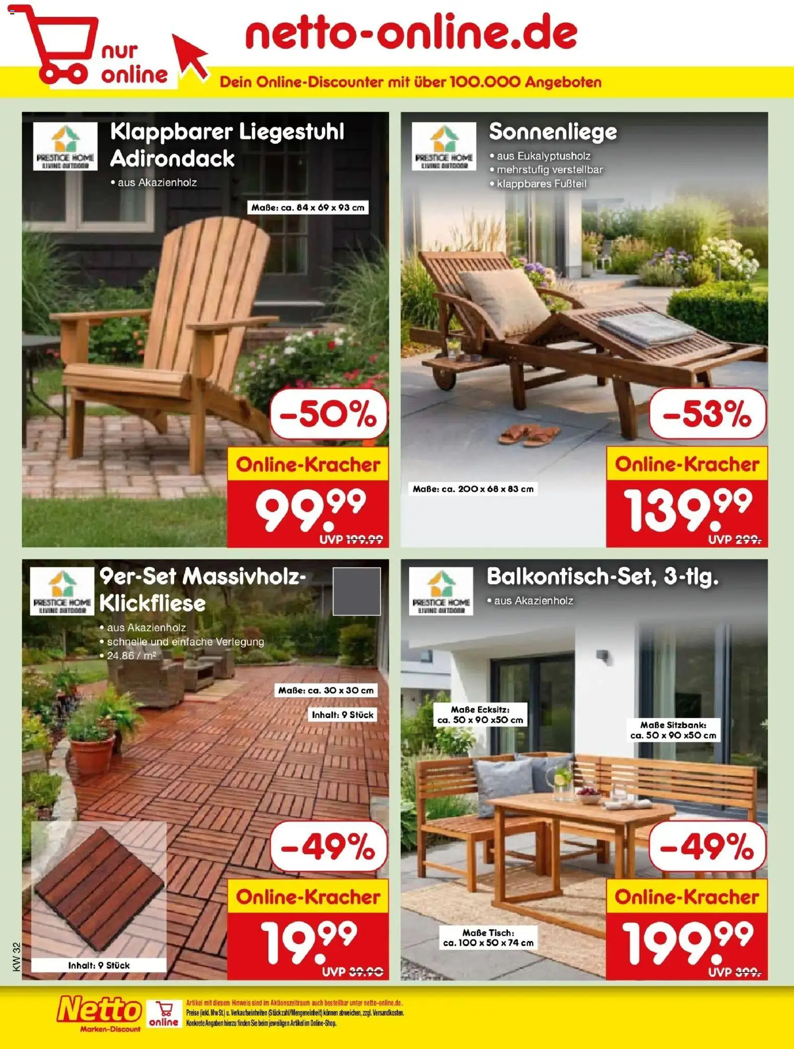 Netto Marken-Discount Prospekt Weimar – gültig ab 03.08.2026 | Seite: 48 | Produkte: Sitzbank, Liegestuhl, Tisch