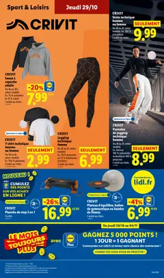 LIDL - Prévisualisation de LIDL catalogue valide à partir de 29/10/2026 | Page: 47 | Produits: Plateau, Crivit legging technique femme, Sweat à capuche, Pantalon
