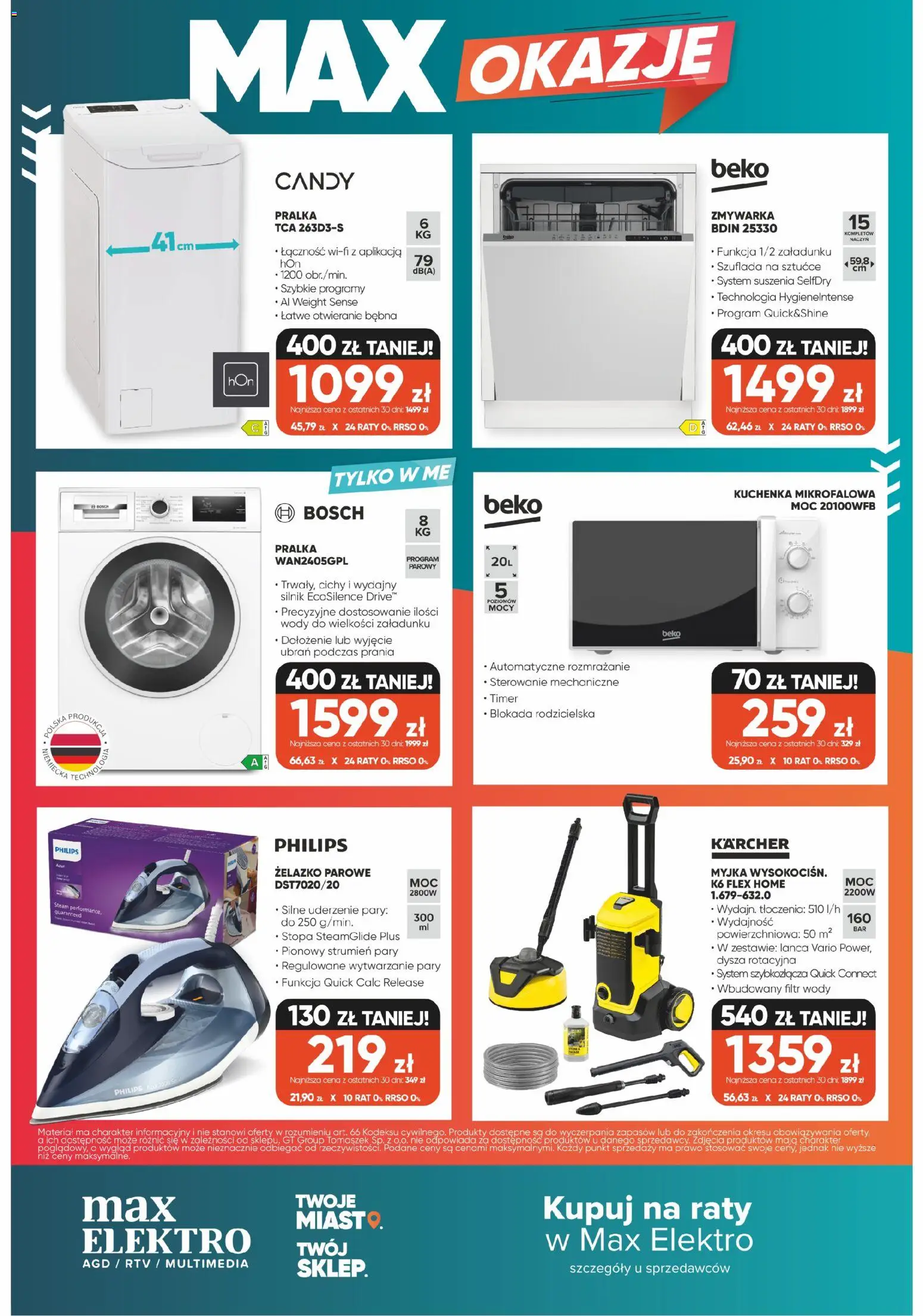 Max elektro gazetka od 28.05.2026 | Strona: 12 | Produkty: Pralka, Kuchenka mikrofalowa, Zmywarka, Sztućce