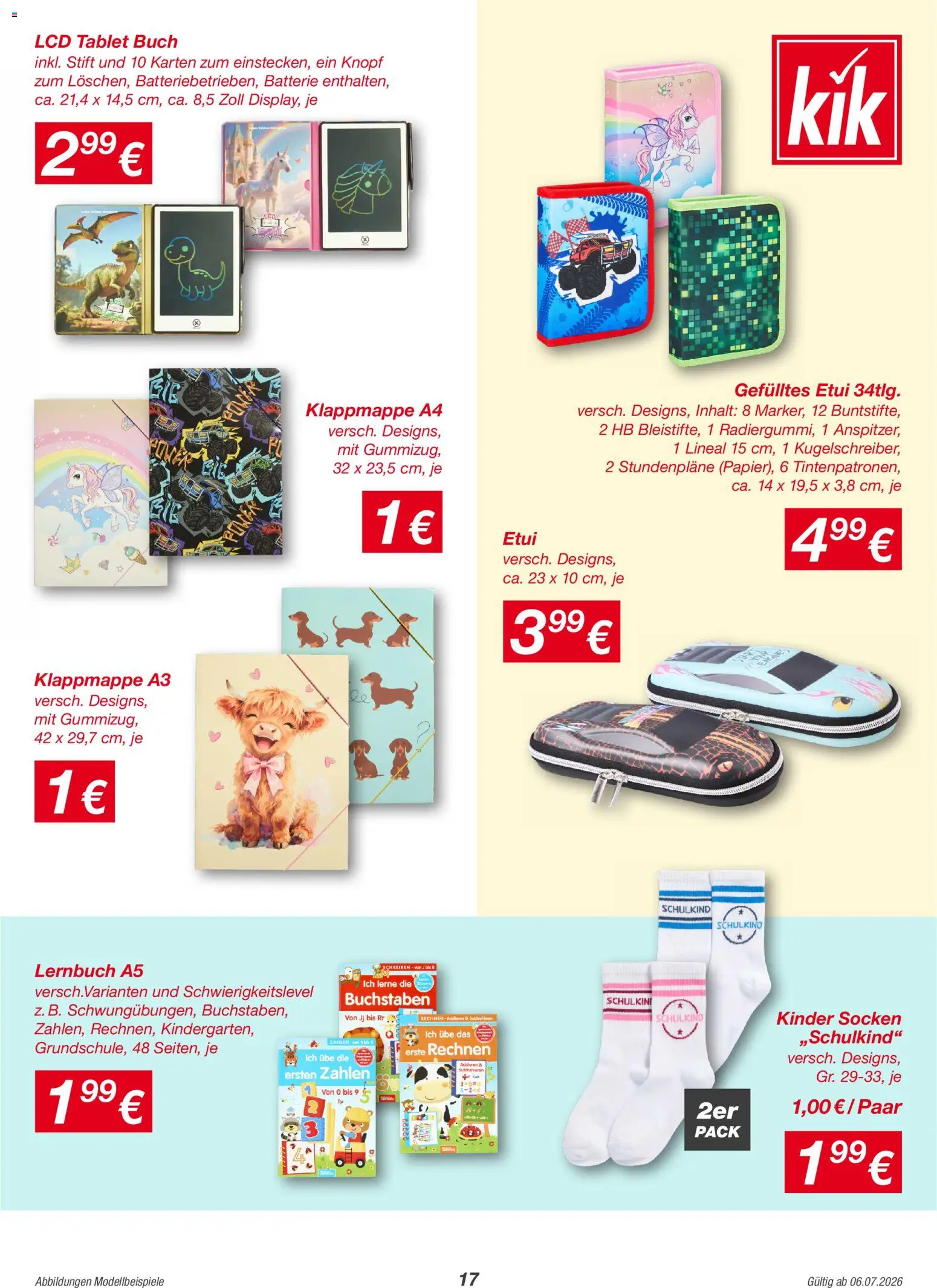 Kik Prospekt – gültig ab 06.07.2026 | Seite: 17 | Produkte: Batterie, Socken, Tablet