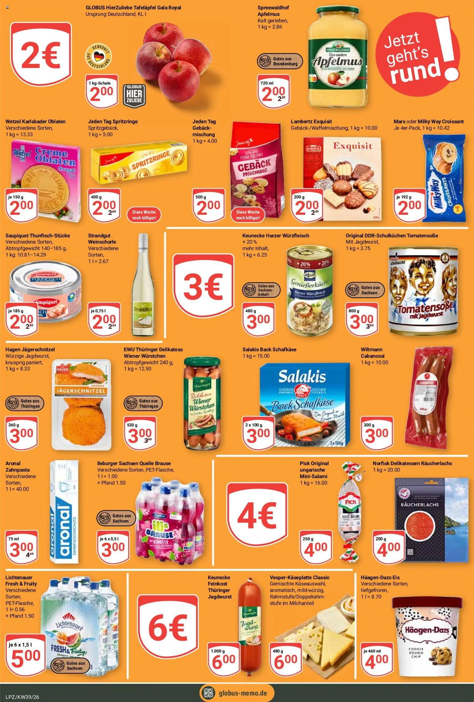 Globus Prospekt Leipzig – gültig ab 21.09.2026 | Seite: 7 | Produkte: Croissant, Zahnpasta, Salami, Apfelmus