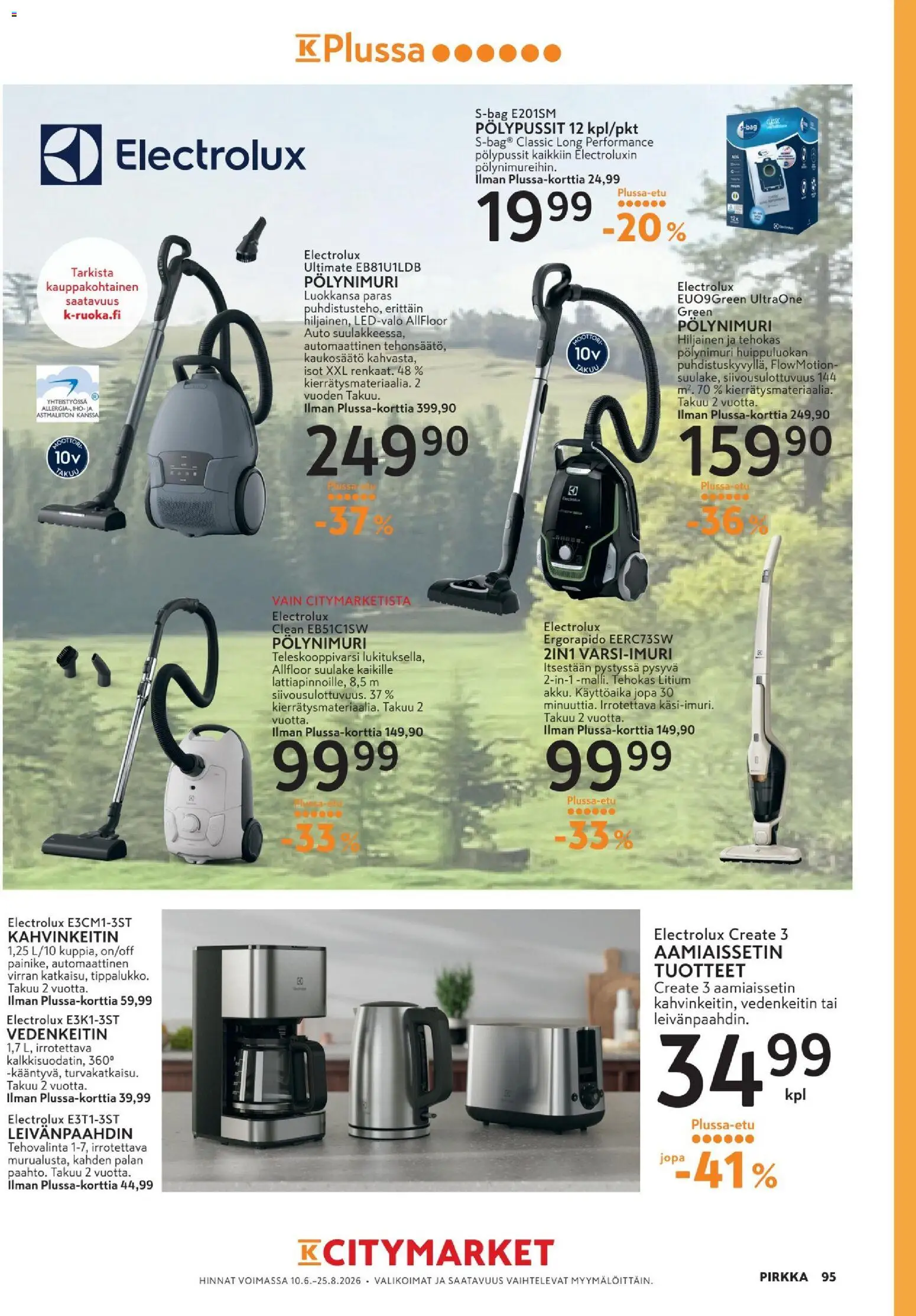 K-Supermarket tarjoukset - Pirkka – voimassa 10.06.2026 alkaen | Sivu: 95 | Tuotteet: Kahvinkeitin, Vedenkeitin, Leivänpaahdin