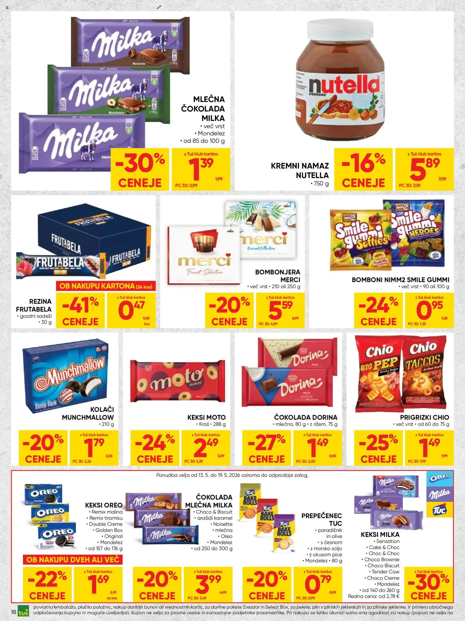 Novi Tuš katalog ponudbe – veljaven od 13.05.2026 | Stran: 16 | Izdelki: Arašidi, Kos, Prigrizki, Paradiznik