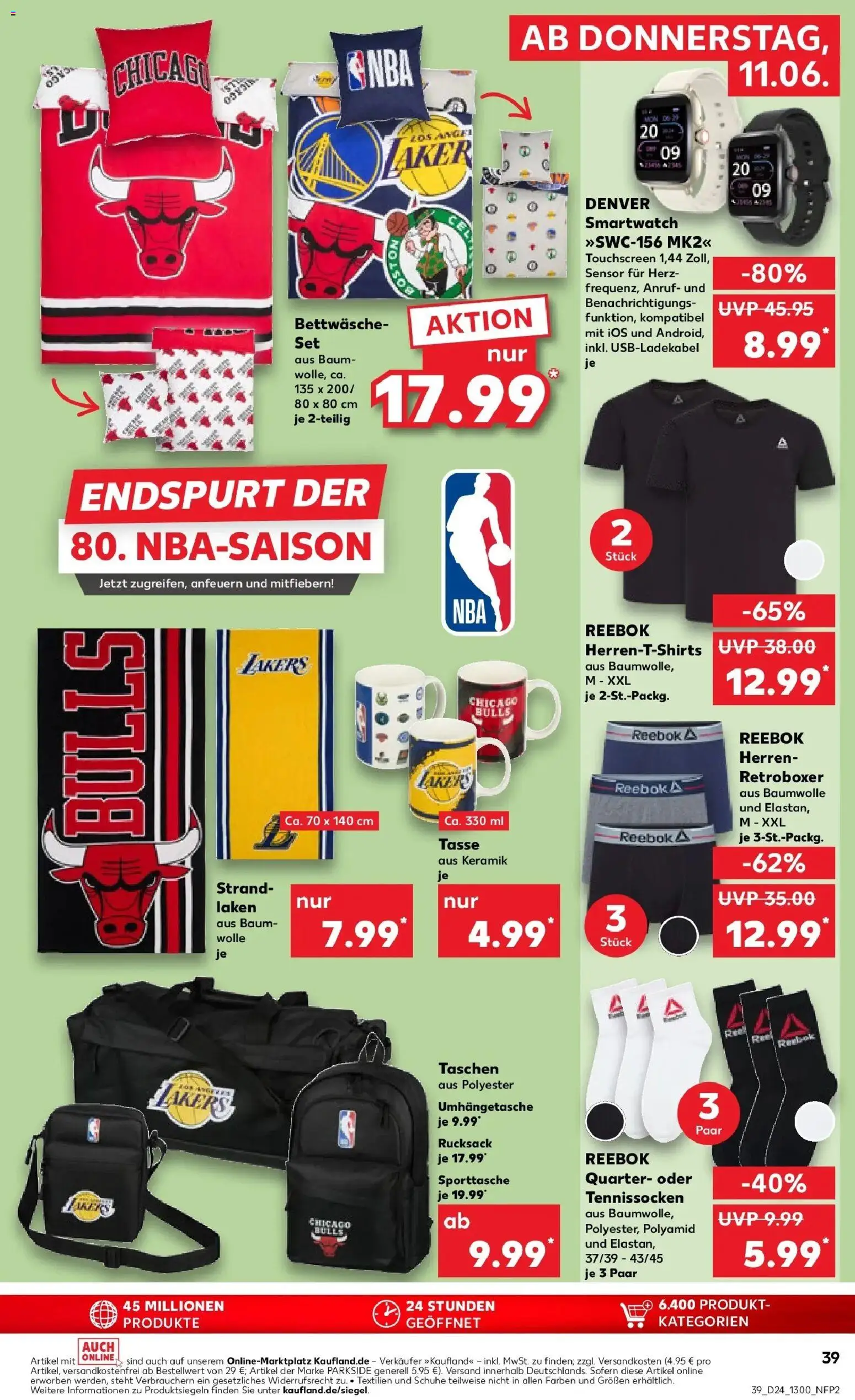 Kaufland Prospekt Cloppenburg – gültig ab 11.06.2026 | Seite: 39 | Produkte: Smartwatch, Bettwäsche, Rucksack