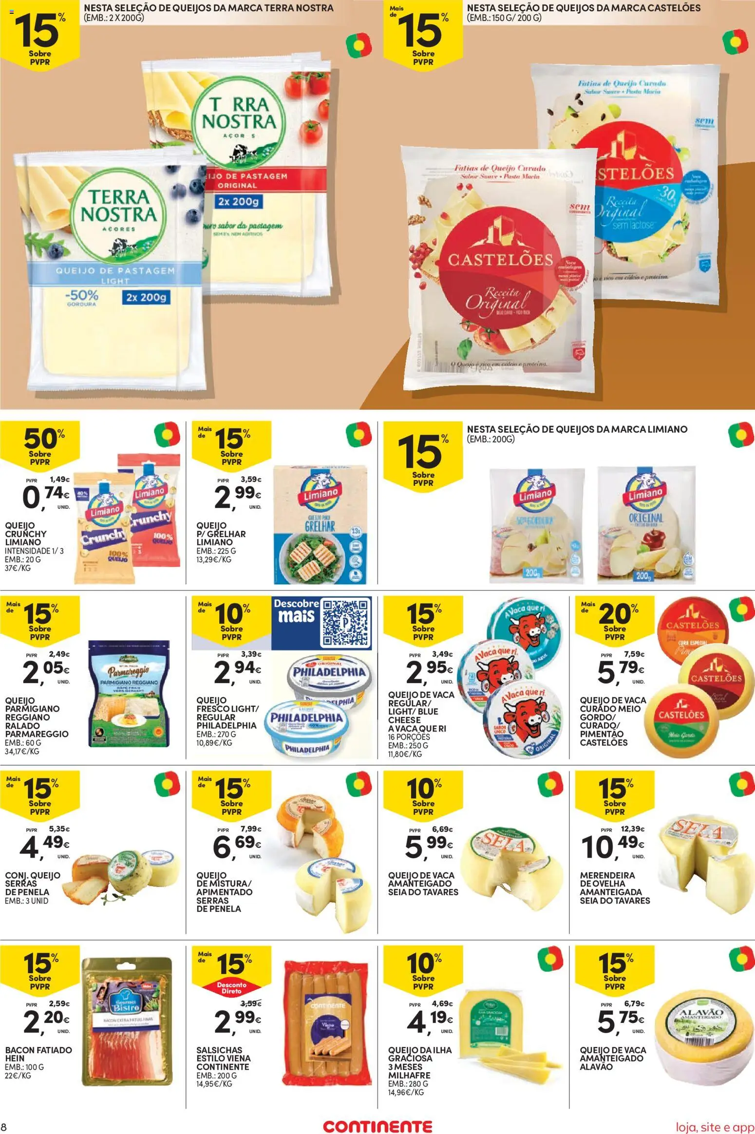 Continente folheto Bom Dia │ válido de 27/10/2026 | Página: 8 | Produtos: Bacon, Pimentão, Queijo, Queijo curado