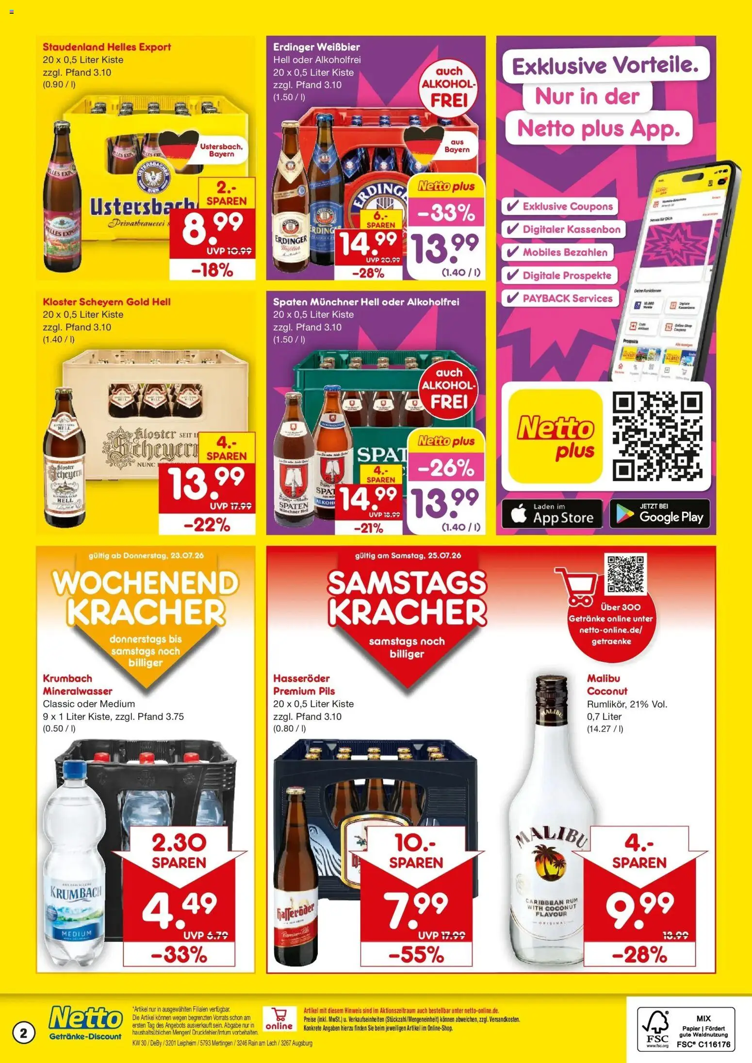 Netto Marken-Discount Prospekt Mertingen – gültig ab 20.07.2026 | Seite: 2 | Produkte: Weißbier, Rum, Pils, Hasseröder