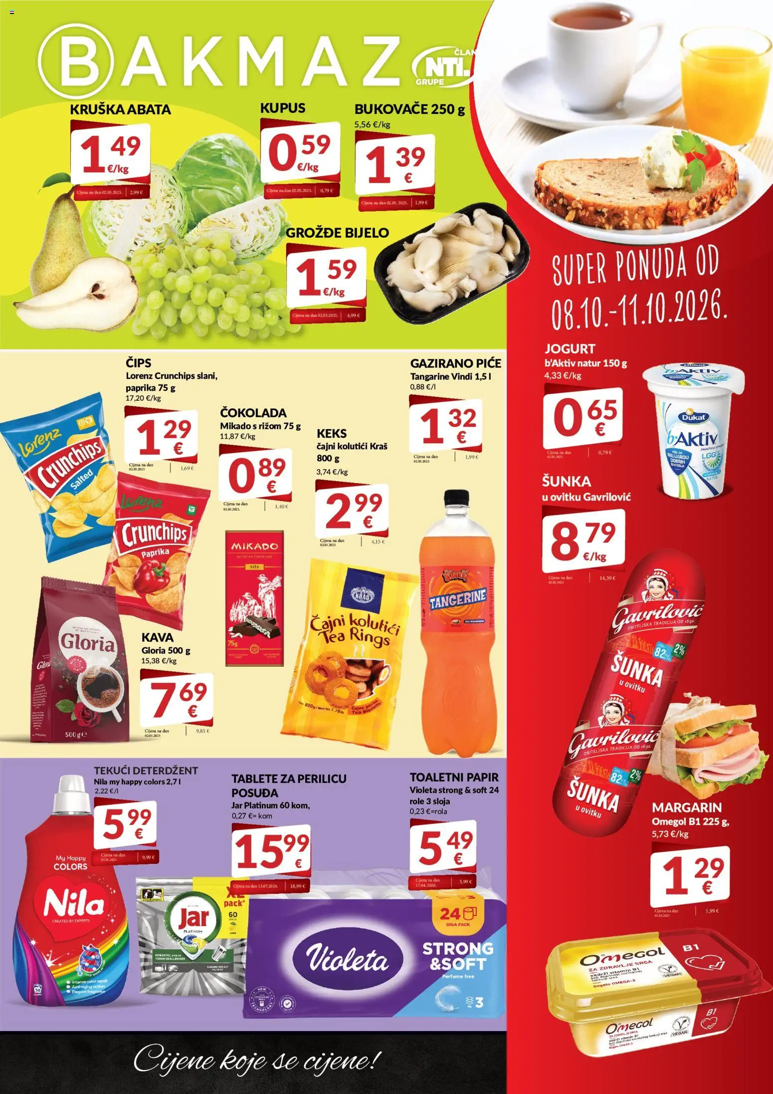 Bakmaz katalog | vrijedi od 08.10.2026 | Stranica: 1 | Proizvodi: Čajni kolutići, Čokolada, Jar, Kupus