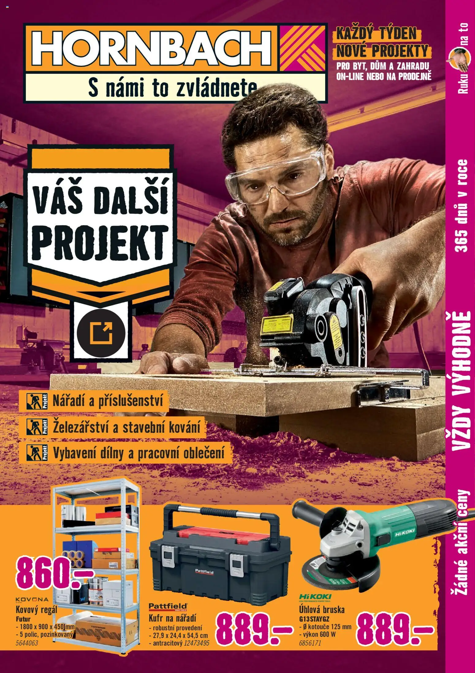 HORNBACH leták - Nářadí od 22.10.2026 | Strana: 1 | Produkty: Bruska, Oblečení, Kovový regál, Úhlová bruska