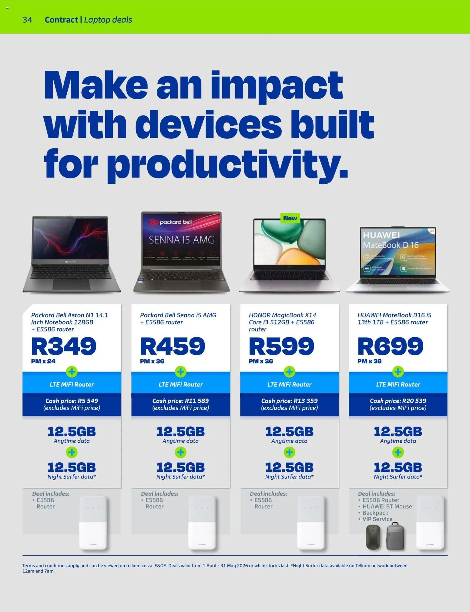 New Telkom catalogue – valid from 01.04.2026 | Page: 32 | Products: Data, Router, Notebook, Laptop