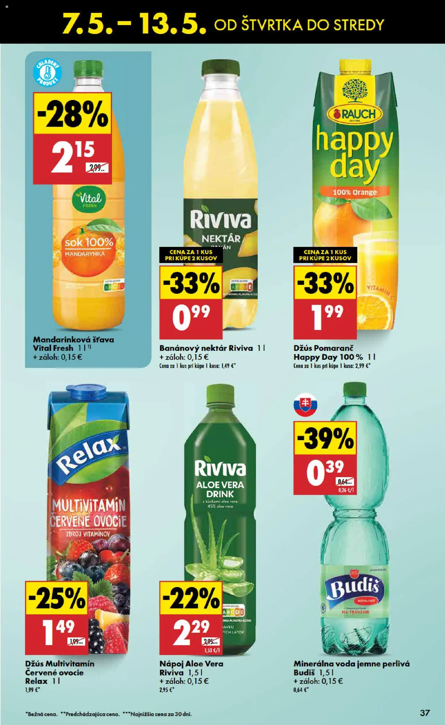 Nové Biedronka akcie – leták je platný od 07.05.2026 | Strana: 37 | Produkty: Džús, Voda, Minerálna voda, Ovocie