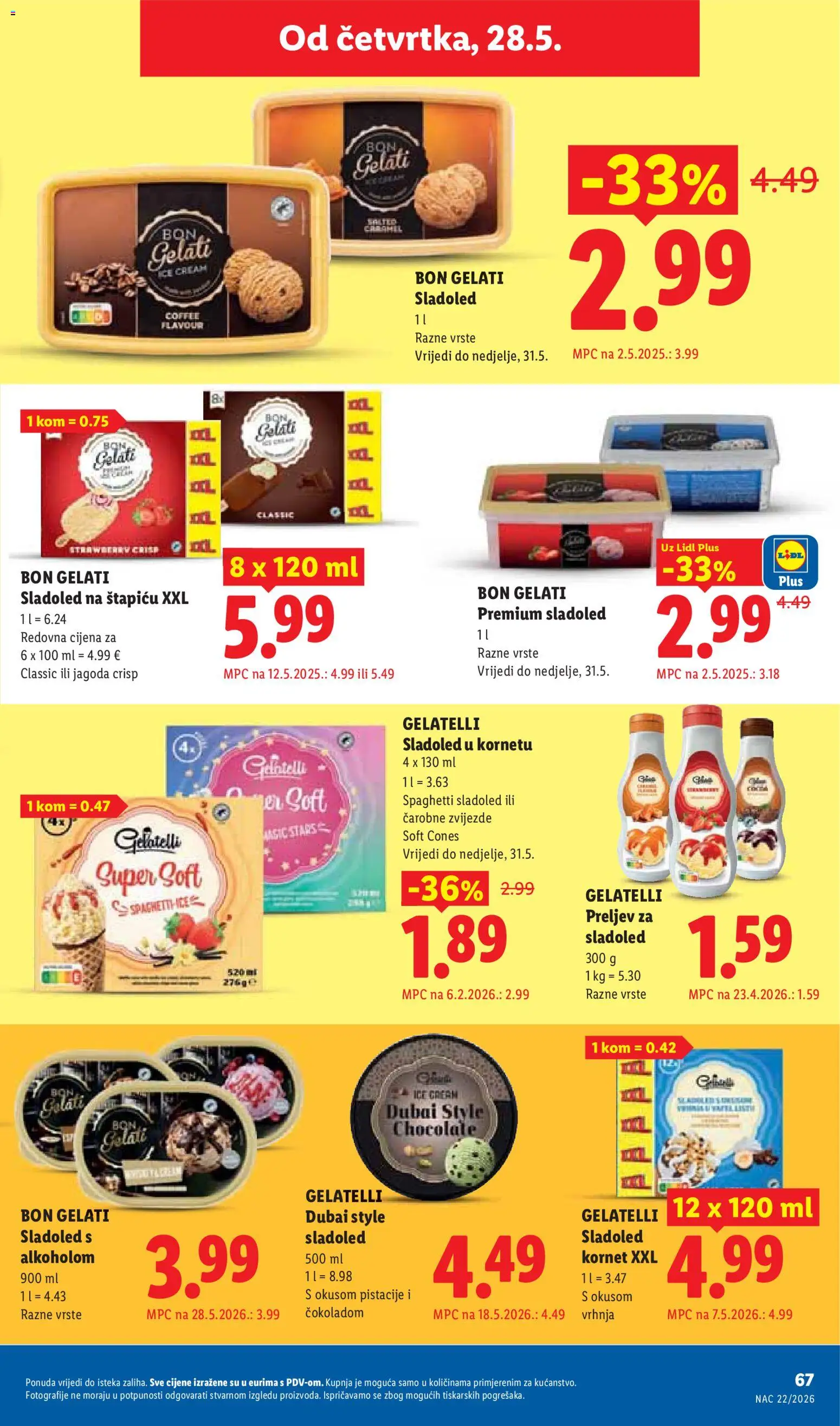 Lidl katalog | vrijedi od 25.05.2026 | Stranica: 67 | Proizvodi: Sladoled, Kornet, Pistacije