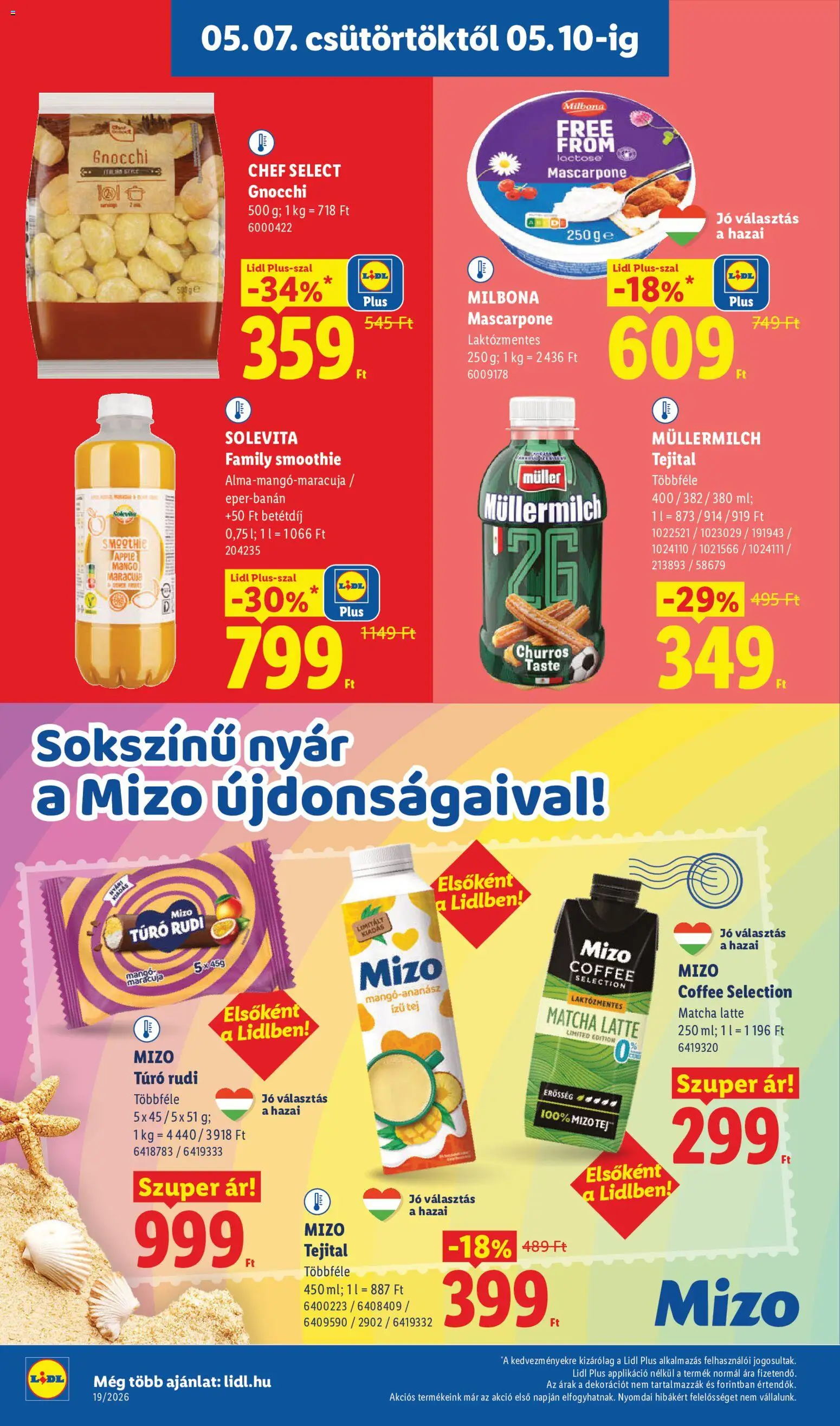 Lidl akciós ujság - amely érvényes a következő dátumtól: 07.05.2026 | Oldal: 10 | Termékek: Mascarpone, Smoothie, Túró, Mangó