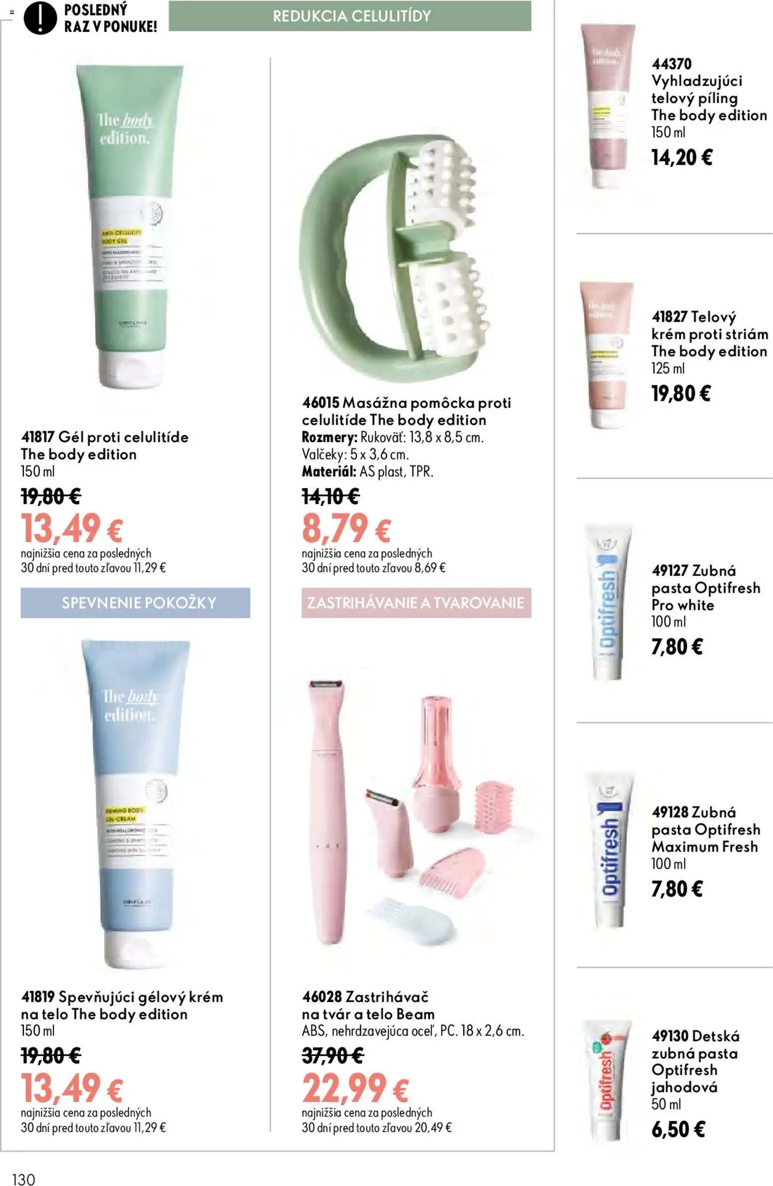 Nové Oriflame akcie – leták je platný od 19.08.2026 | Strana: 130 | Produkty: Telový krém, Zubná pasta, Krém