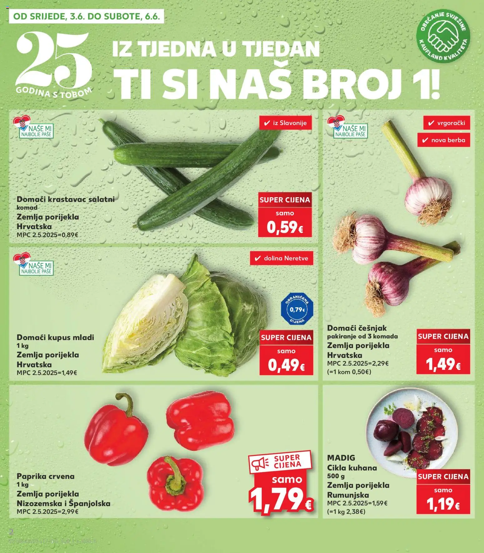Kaufland katalog | vrijedi od 03.06.2026 | Stranica: 2 | Proizvodi: Paprika, Krastavac, Češnjak, Cikla