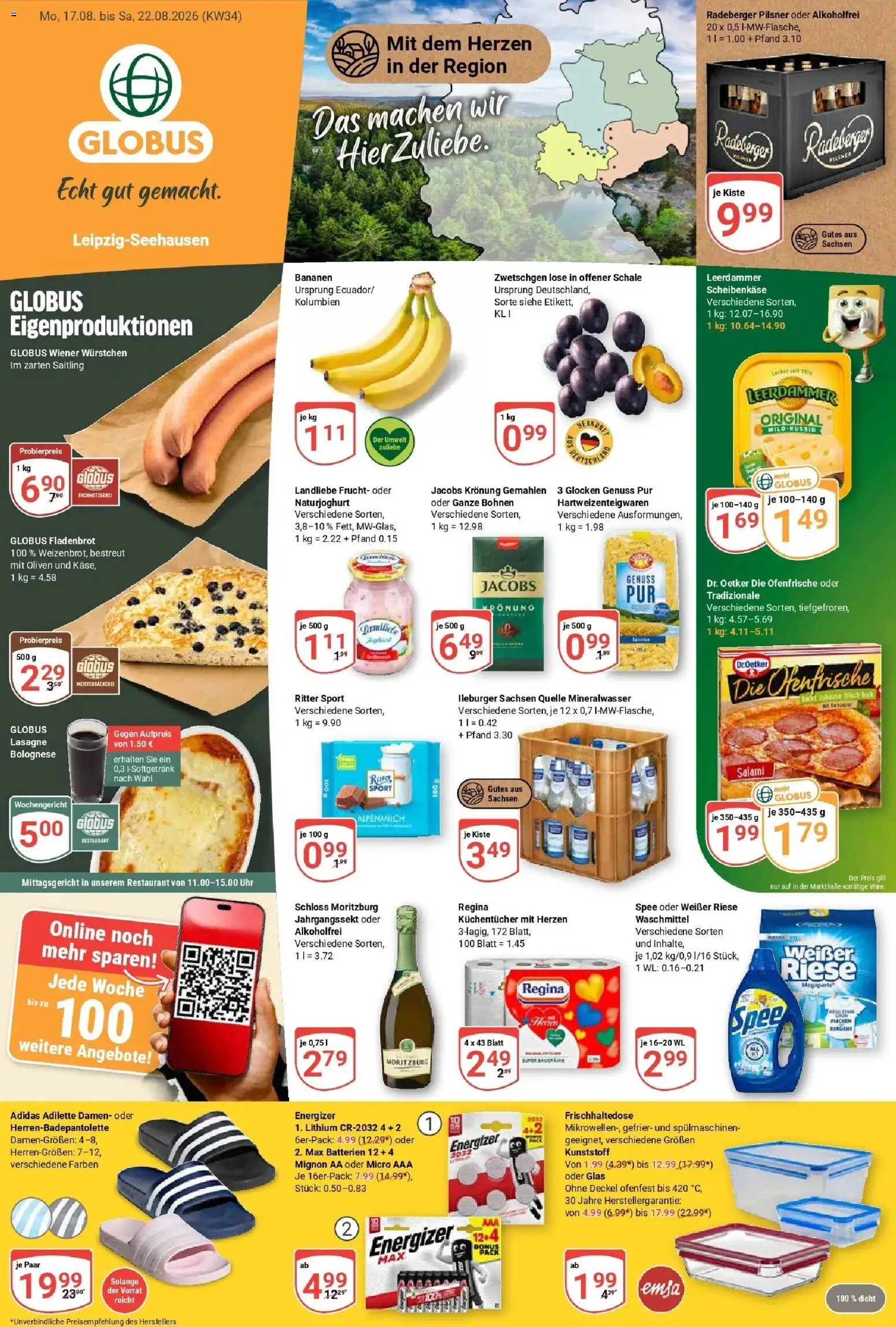 Globus Prospekt Leipzig (ab 17.08.2026) » Angebote online | Seite: 3 | Produkte: Wiener wurstchen, Mineralwasser, Waschmittel, Radeberger pilsner
