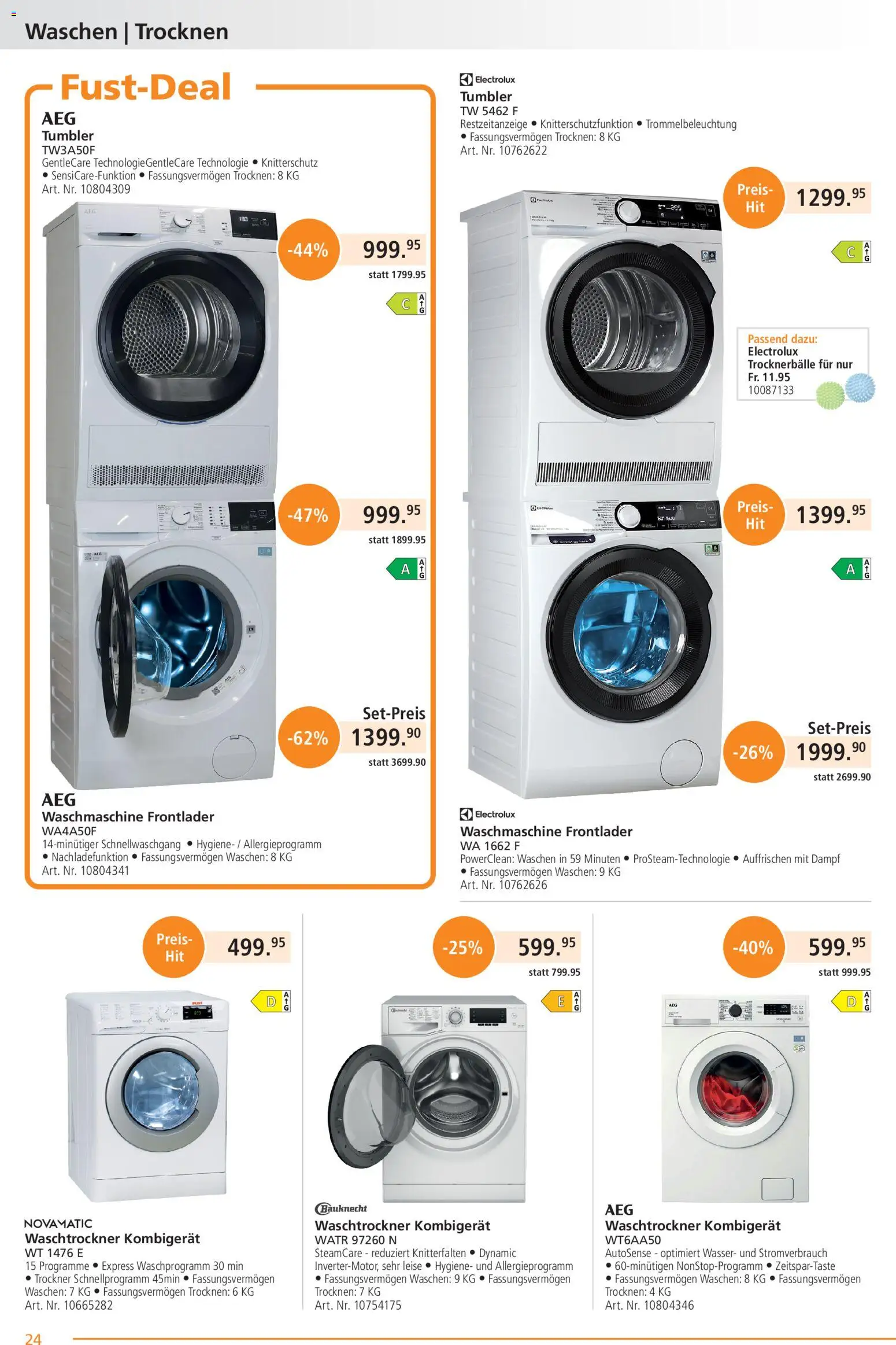 Fust aktionen – gültig ab 21.09.2026 | Seite: 24 | Produkte: Wasser, Waschtrockner, Waschmaschine, Trockner