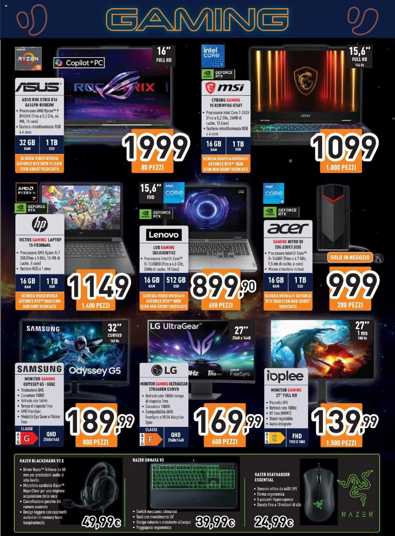 Volantino Unieuro del 26/06/2026 | Pagina: 17 | Prodotti: Monitor, Laptop, Tastiera, Samsung