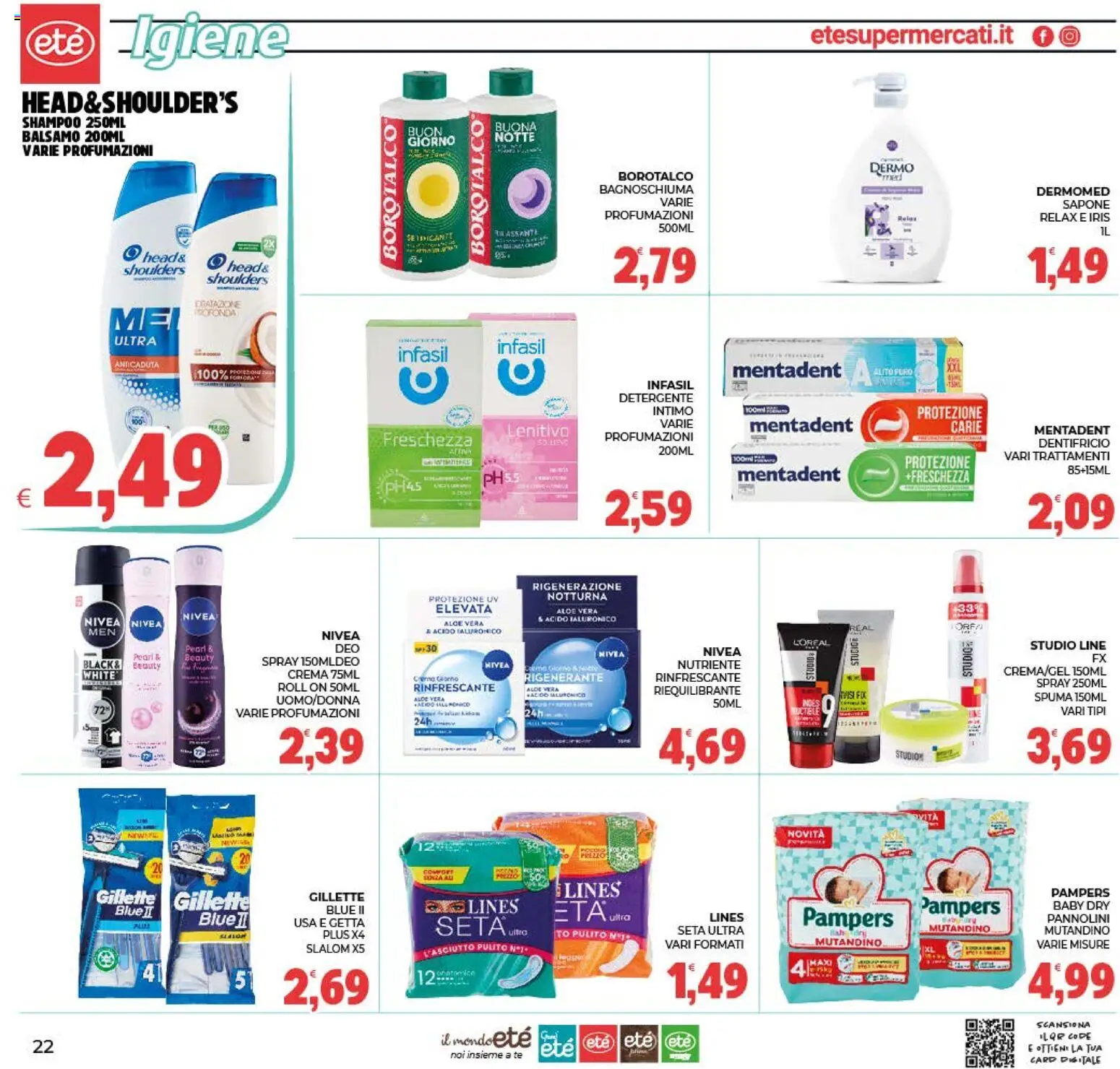 Volantino Eté del 02/10/2026 | Pagina: 22 | Prodotti: Crema, Pannolini, Bagnoschiuma, Intimo