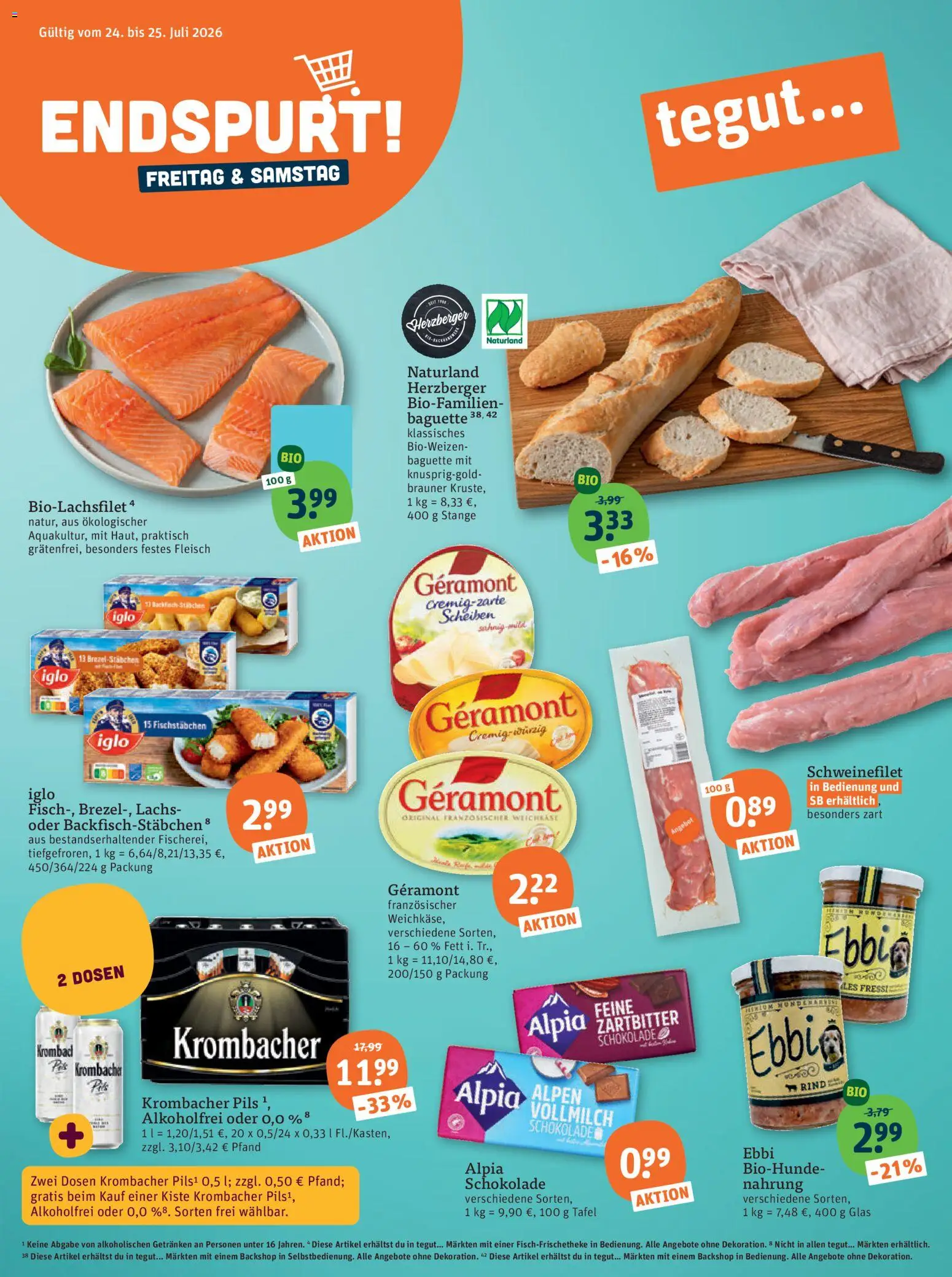 Tegut Prospekt – gültig ab 20.07.2026 | Seite: 1 | Produkte: Iglo, Pils, Baguette, Fleisch