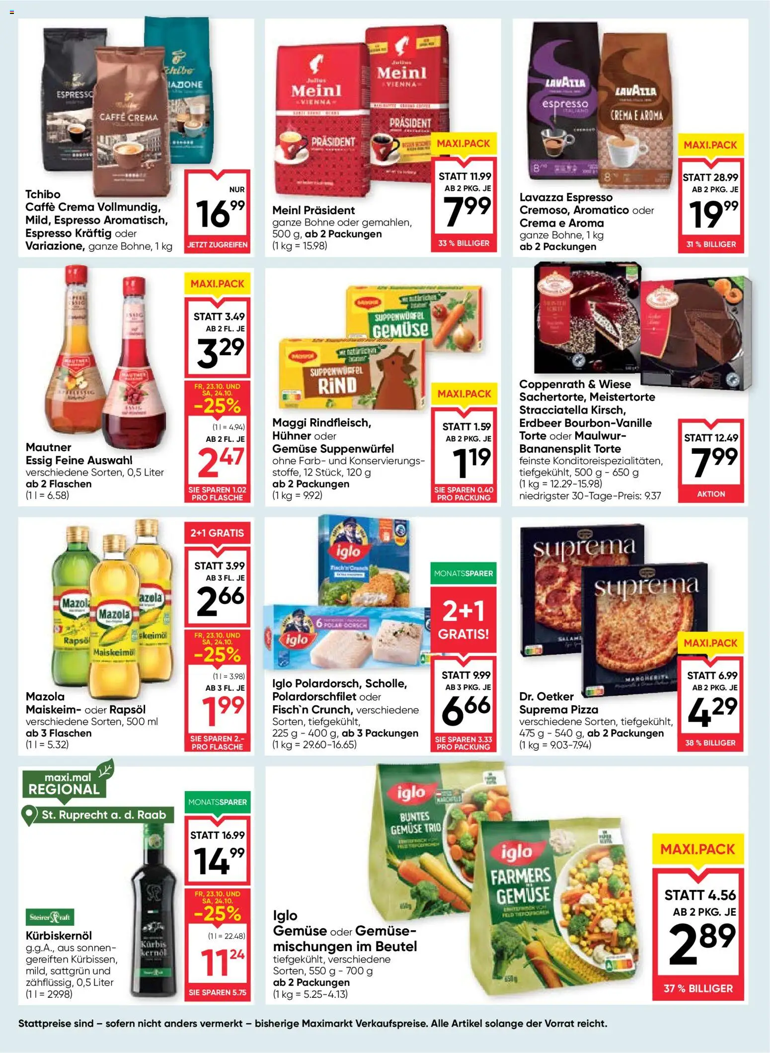 Maximarkt Flugblatt gültig ab 22.10.2026 | Seite: 10 | Produkte: Gemüse, Bohne, Salami, Pizza