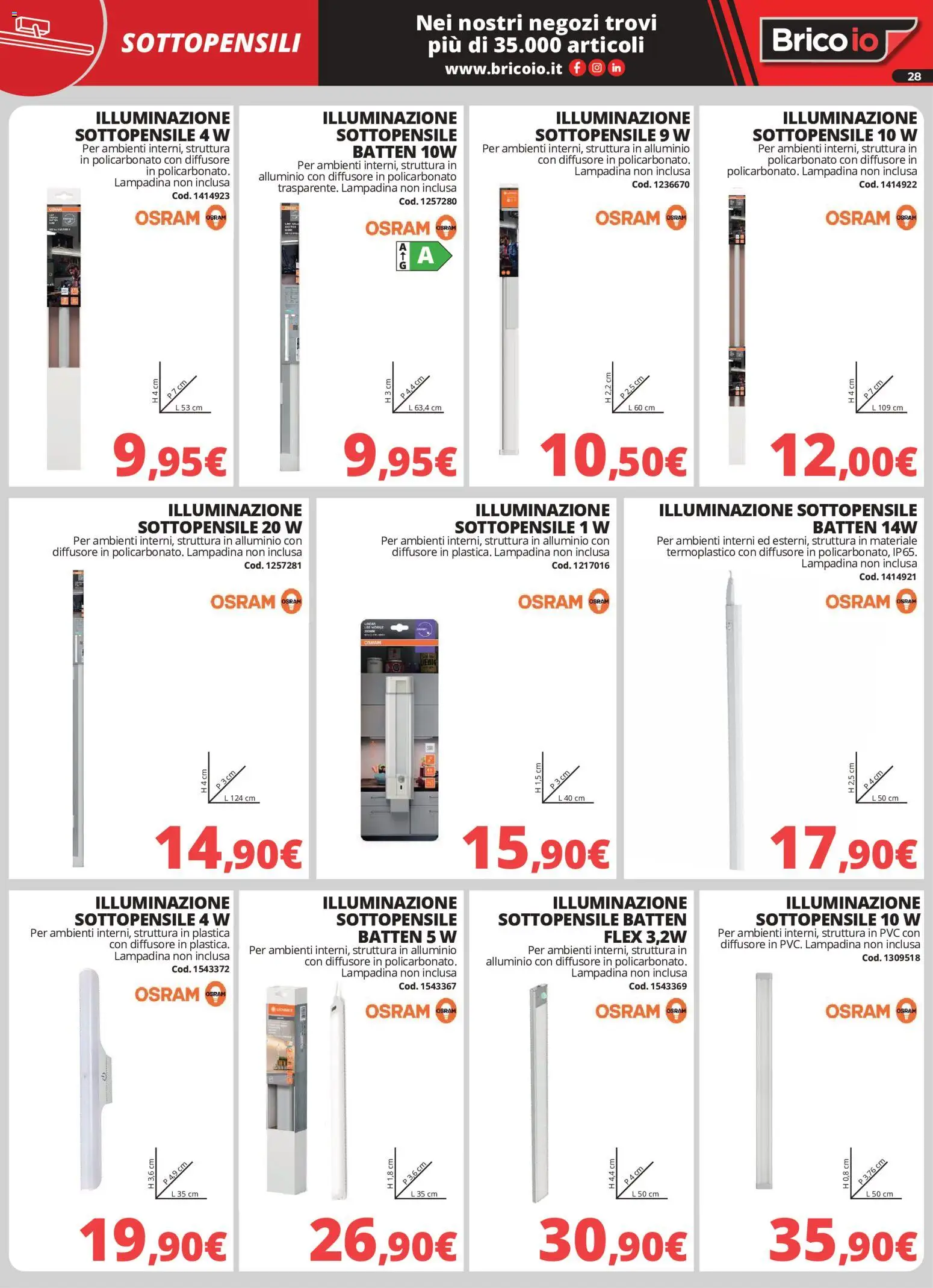 Volantino Brico io del 01/10/2026 | Pagina: 28 | Prodotti: Mobile, Alluminio, Illuminazione